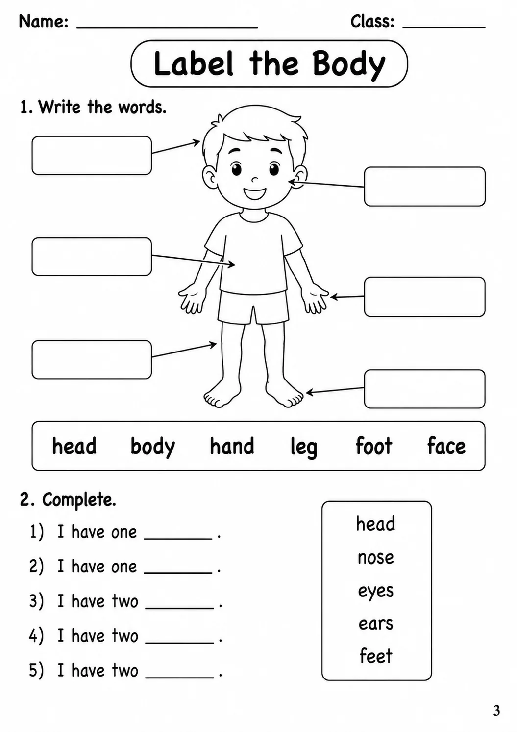 Health Starters Vocabulary Worksheet Pack page 5 printable worksheet preview