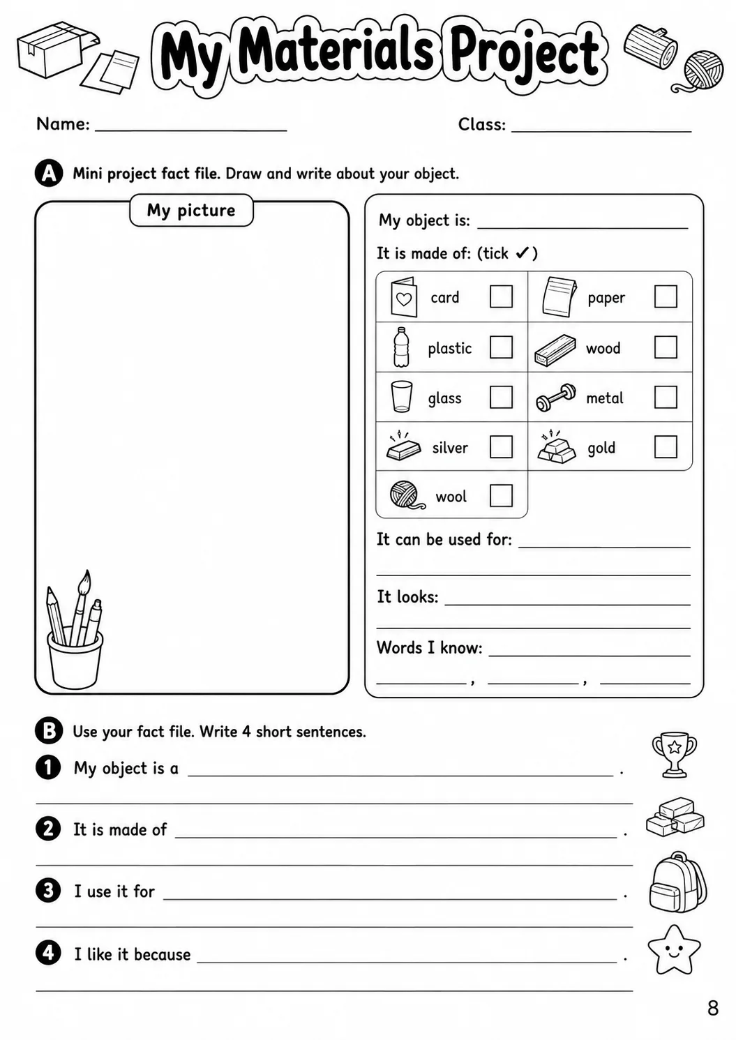 Materials Flyers Vocabulary Worksheet Pack page 10 printable worksheet preview