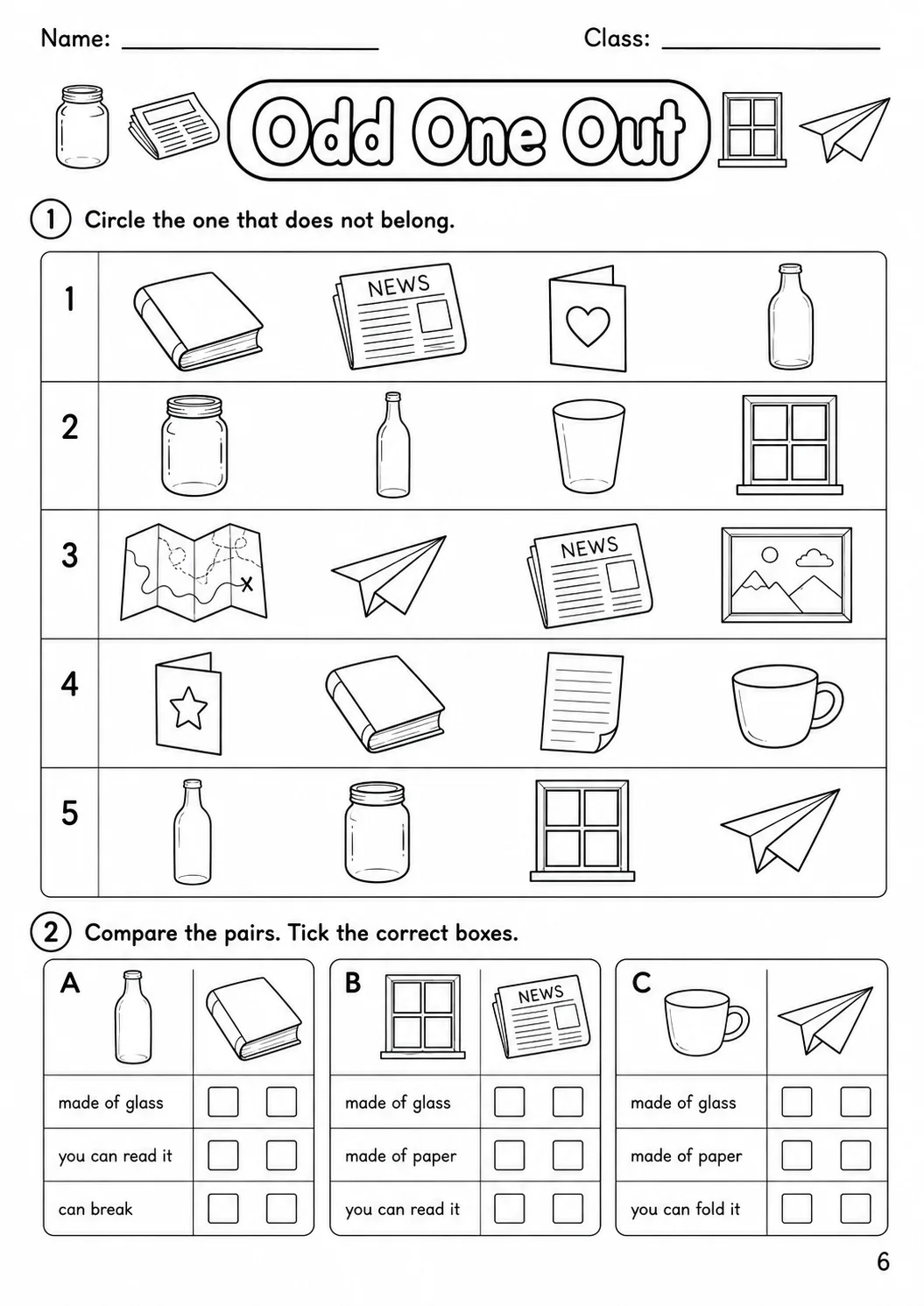 Materials Movers Vocabulary Worksheet Pack page 8 printable worksheet preview