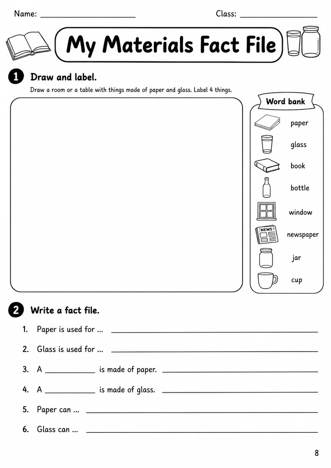Materials Movers Vocabulary Worksheet Pack page 9 printable worksheet preview