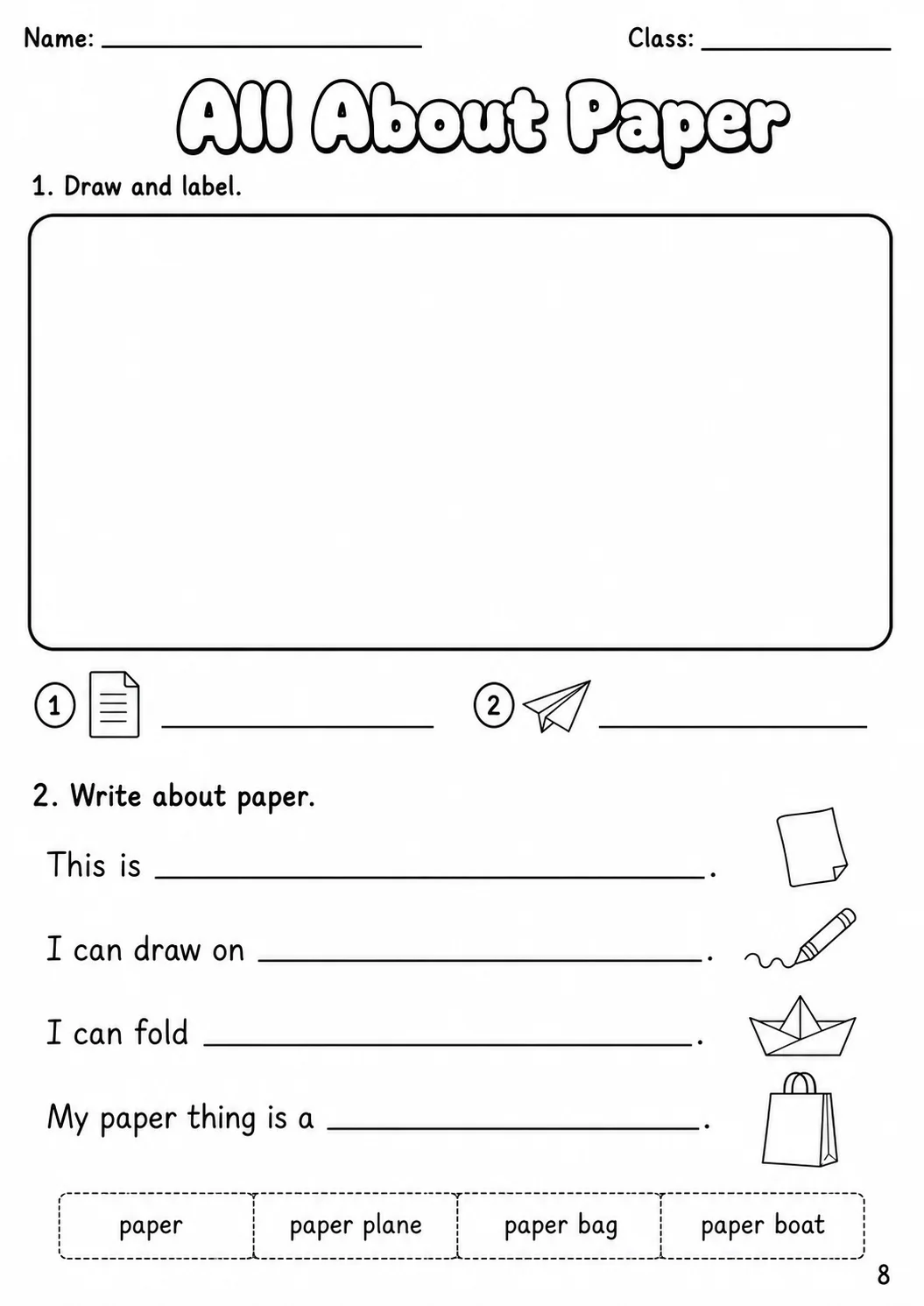 Materials Starters Vocabulary Worksheet Pack page 10 printable worksheet preview