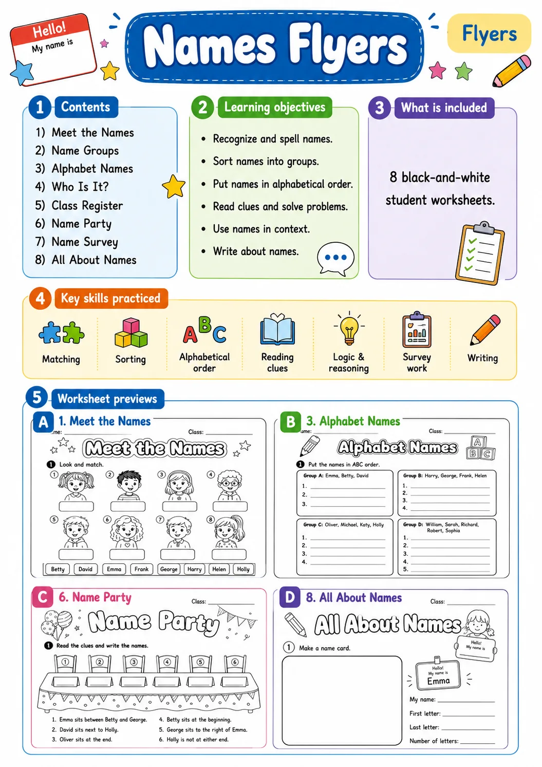 Names Flyers Vocabulary Worksheet Pack page 2 printable worksheet preview