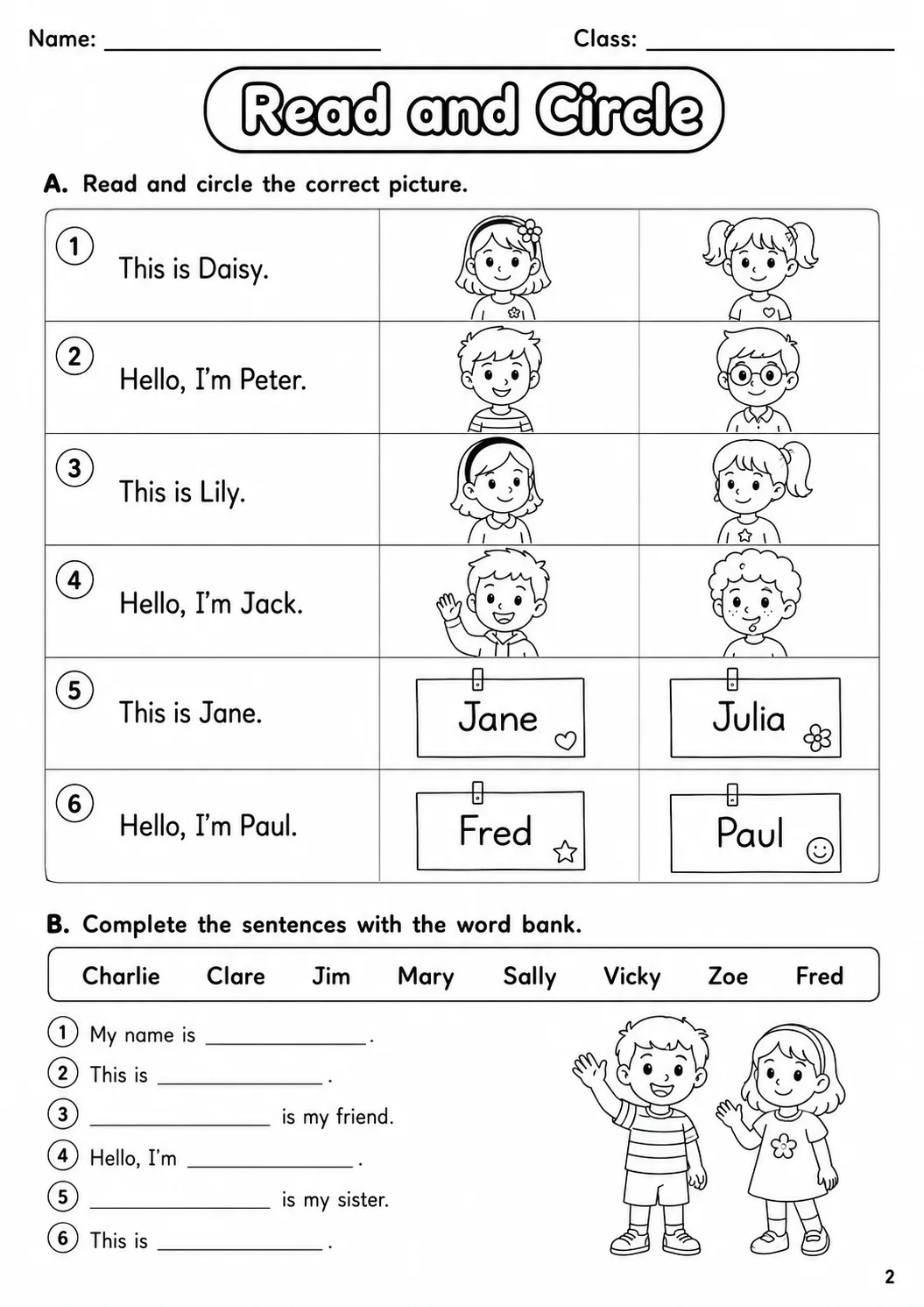 Names Movers Vocabulary Worksheet Pack page 4 printable worksheet preview