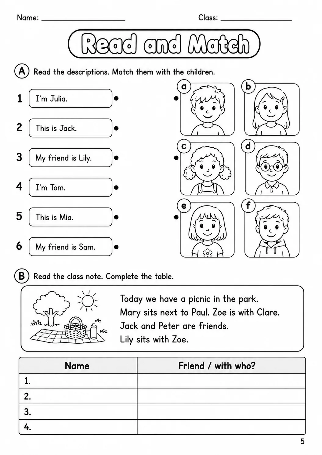 Names Movers Vocabulary Worksheet Pack page 7 printable worksheet preview