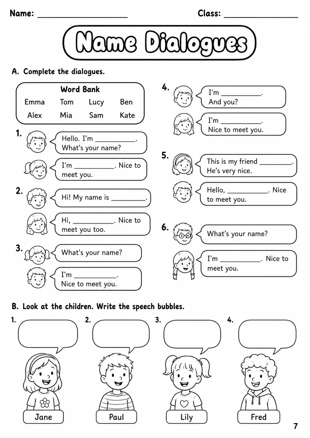 Names Movers Vocabulary Worksheet Pack page 9 printable worksheet preview