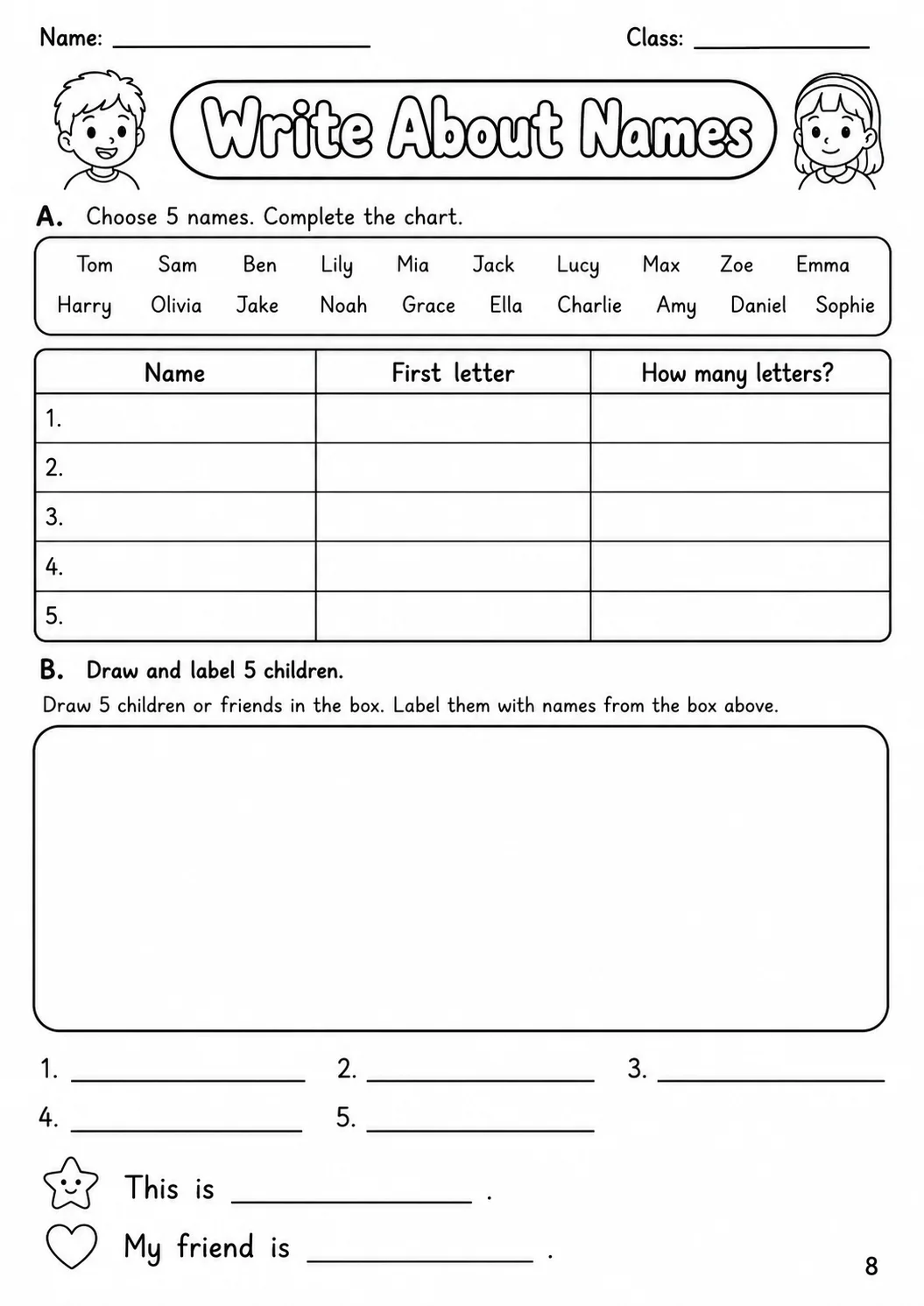 Names Movers Vocabulary Worksheet Pack page 10 printable worksheet preview