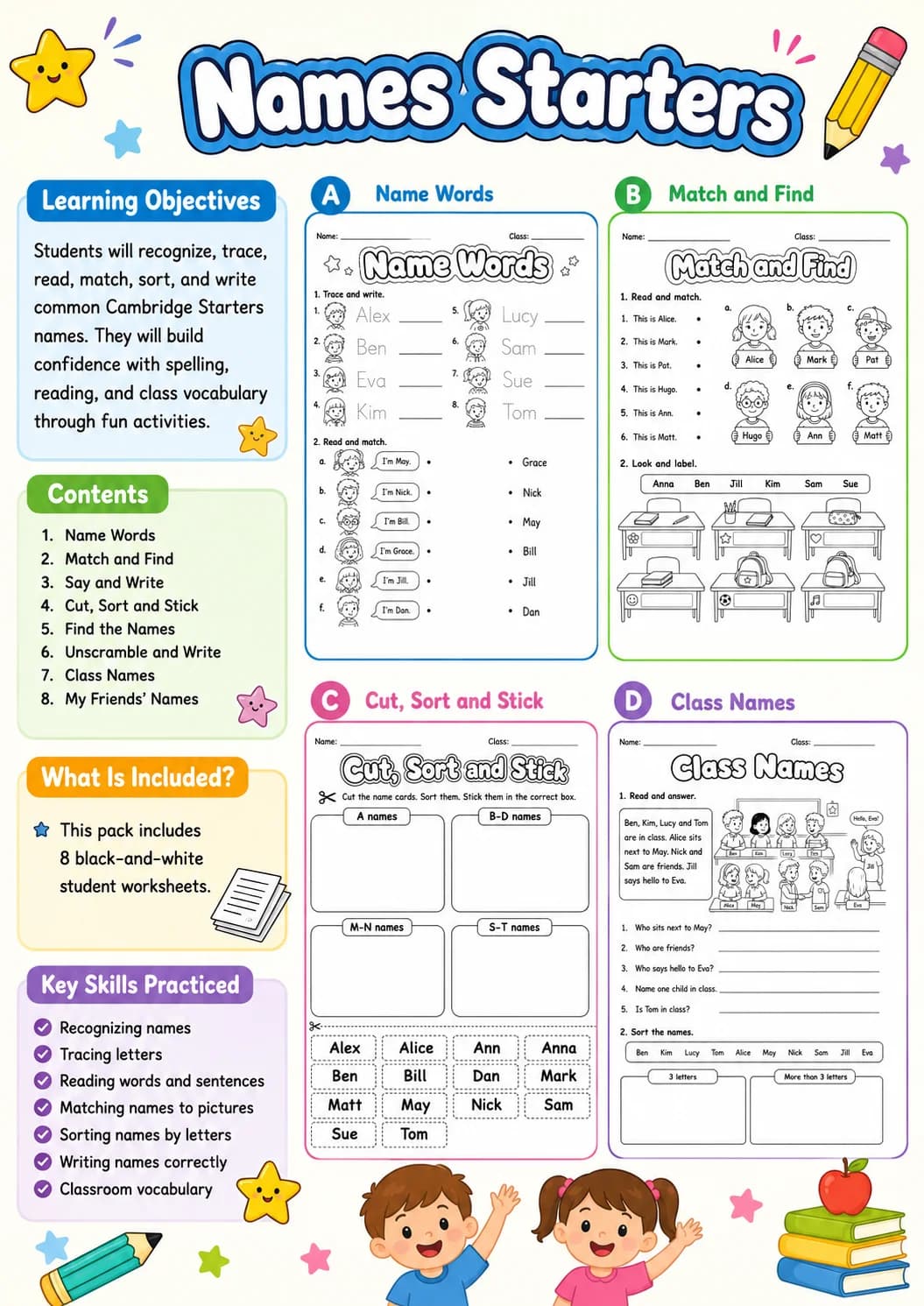 Names Starters Vocabulary Worksheet Pack page 2 printable worksheet preview