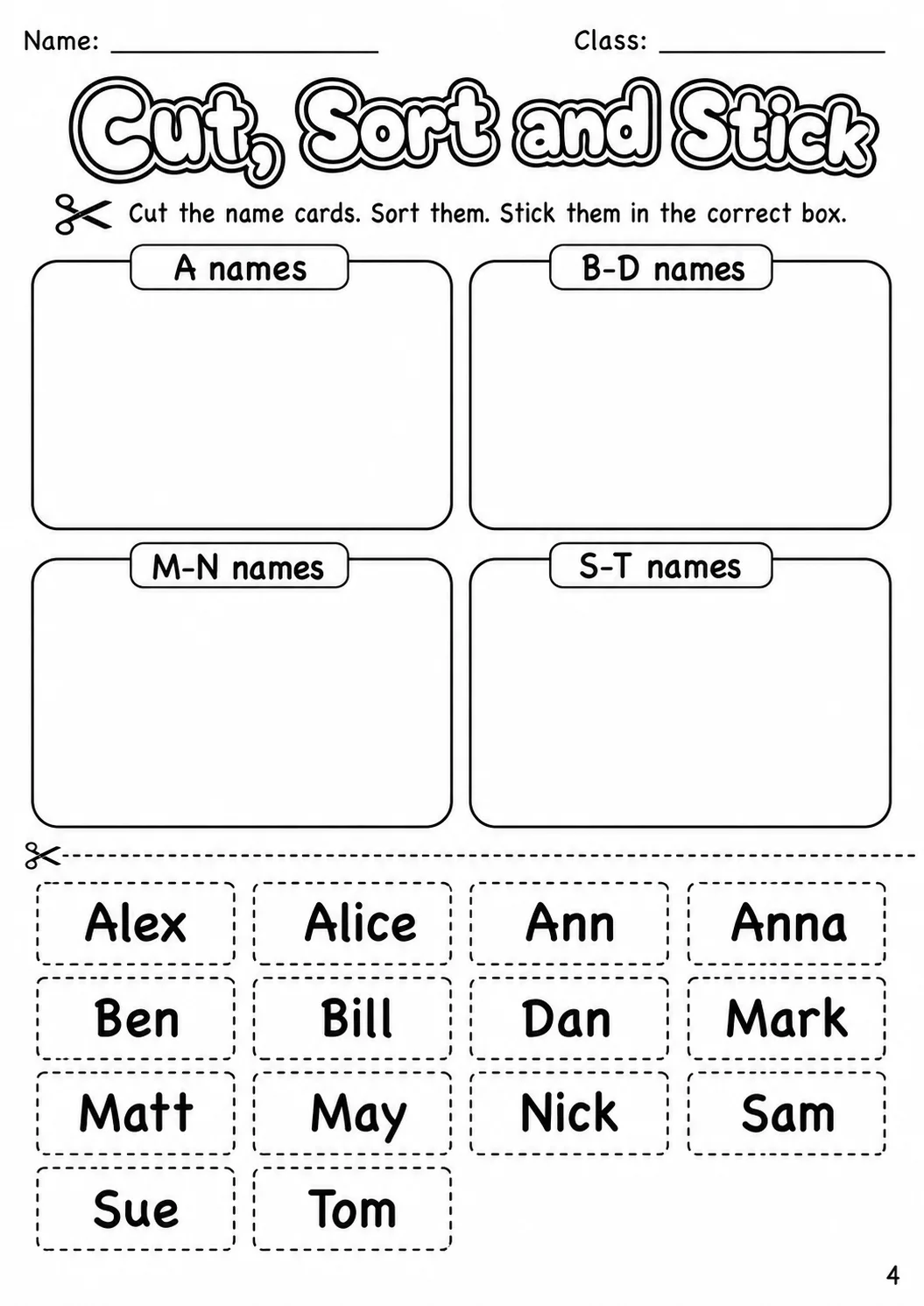 Names Starters Vocabulary Worksheet Pack page 5 printable worksheet preview