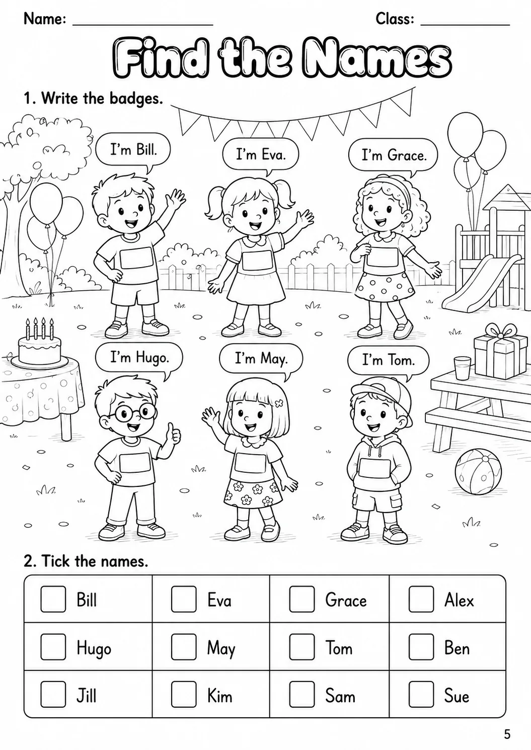 Names Starters Vocabulary Worksheet Pack page 9 printable worksheet preview