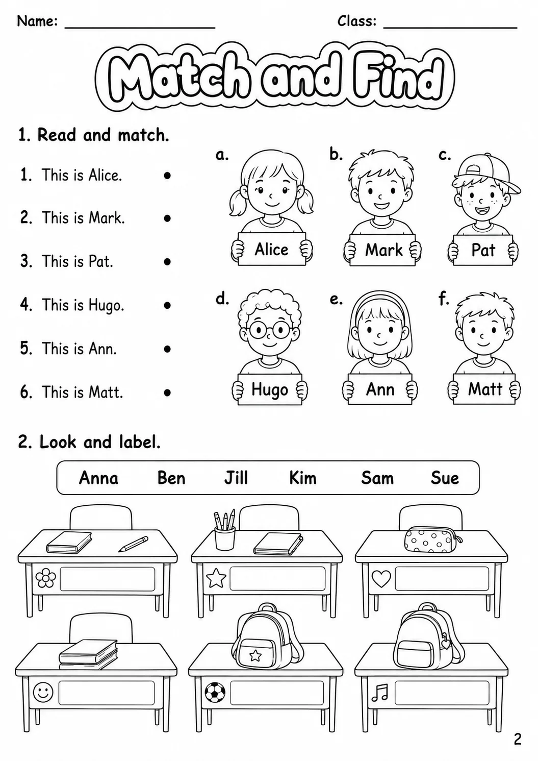 Names Starters Vocabulary Worksheet Pack page 10 printable worksheet preview