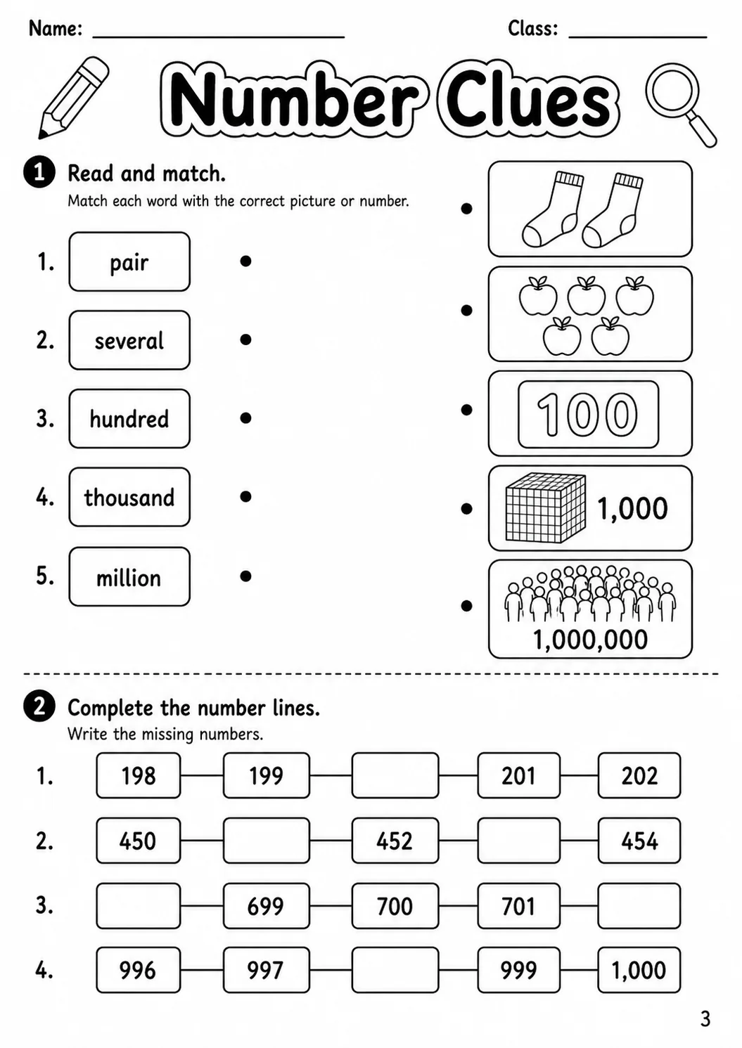 Numbers Flyers Vocabulary Worksheet Pack page 5 printable worksheet preview