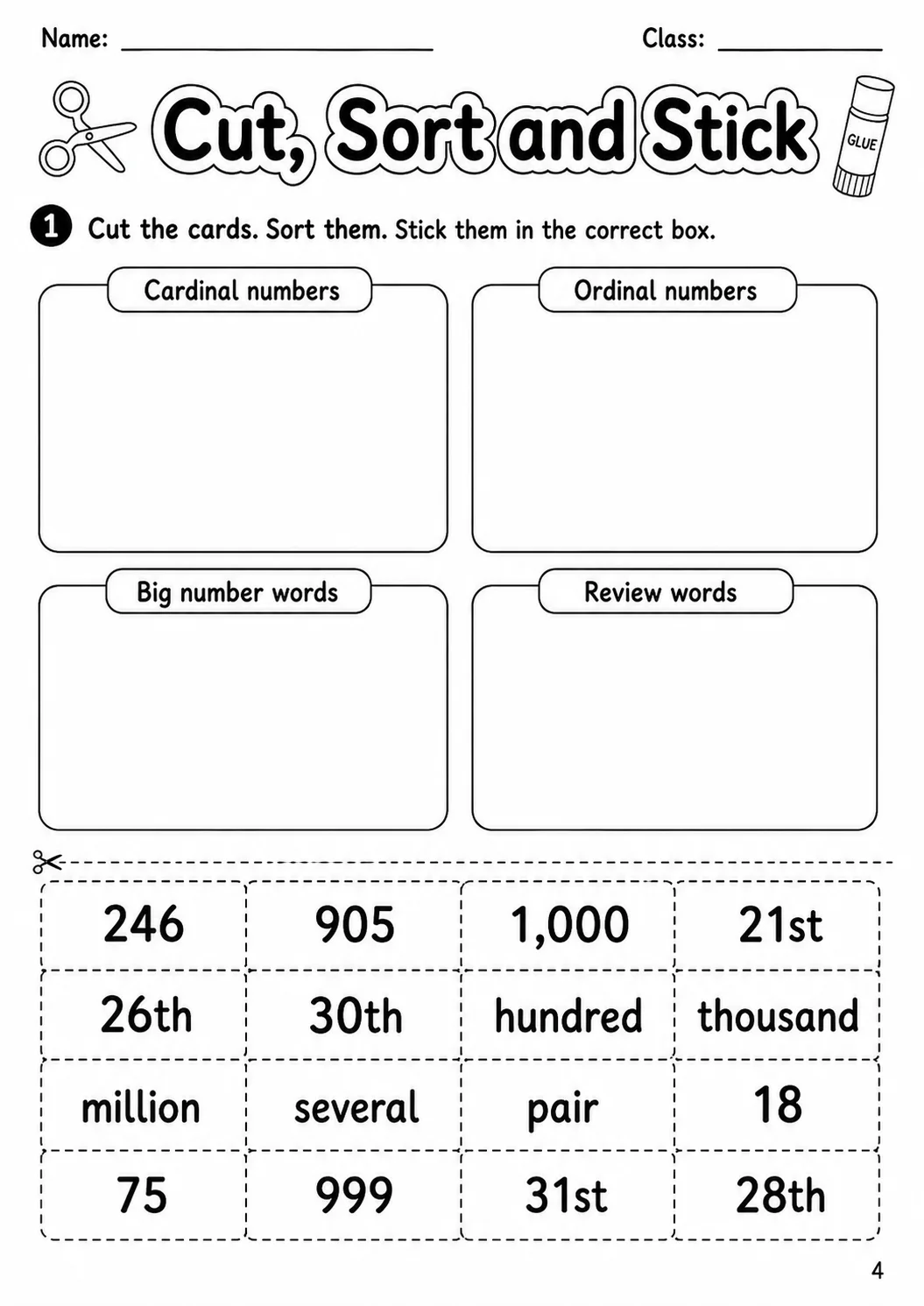 Numbers Flyers Vocabulary Worksheet Pack page 6 printable worksheet preview