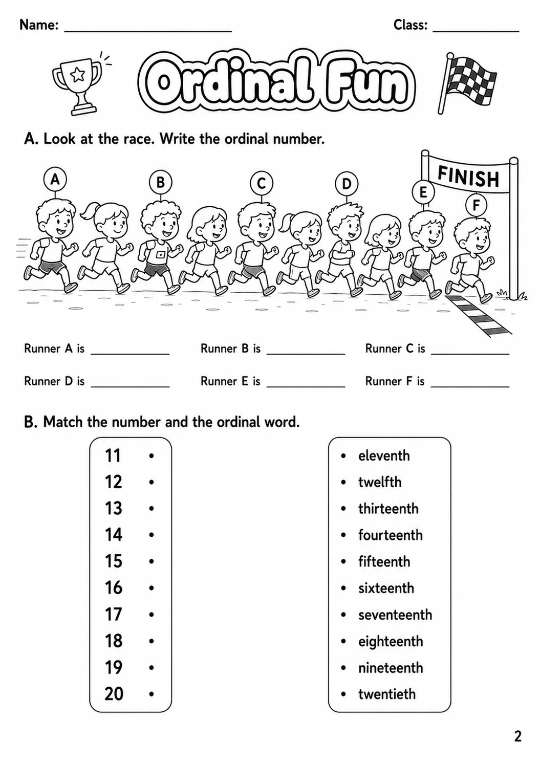 Numbers Movers Vocabulary Worksheet Pack page 5 printable worksheet preview