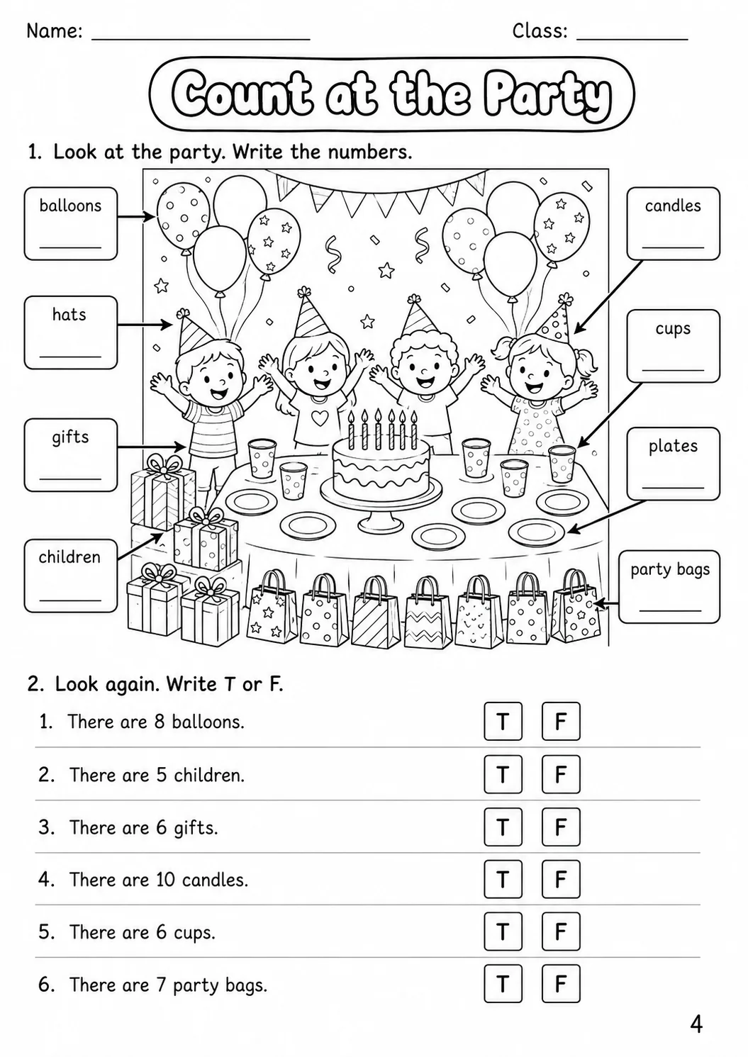 Numbers Starters Vocabulary Worksheet Pack page 6 printable worksheet preview