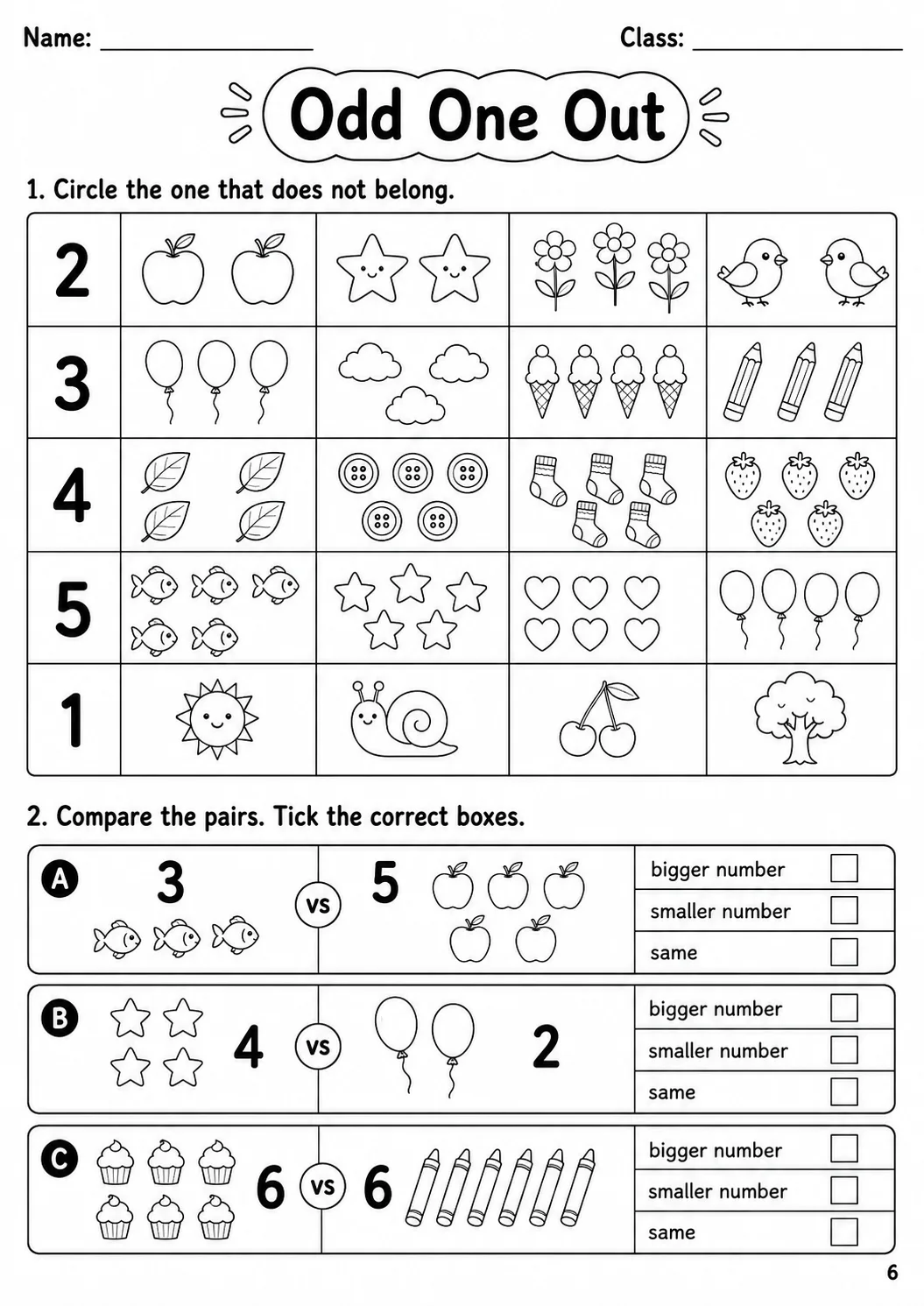 Numbers Starters Vocabulary Worksheet Pack page 8 printable worksheet preview