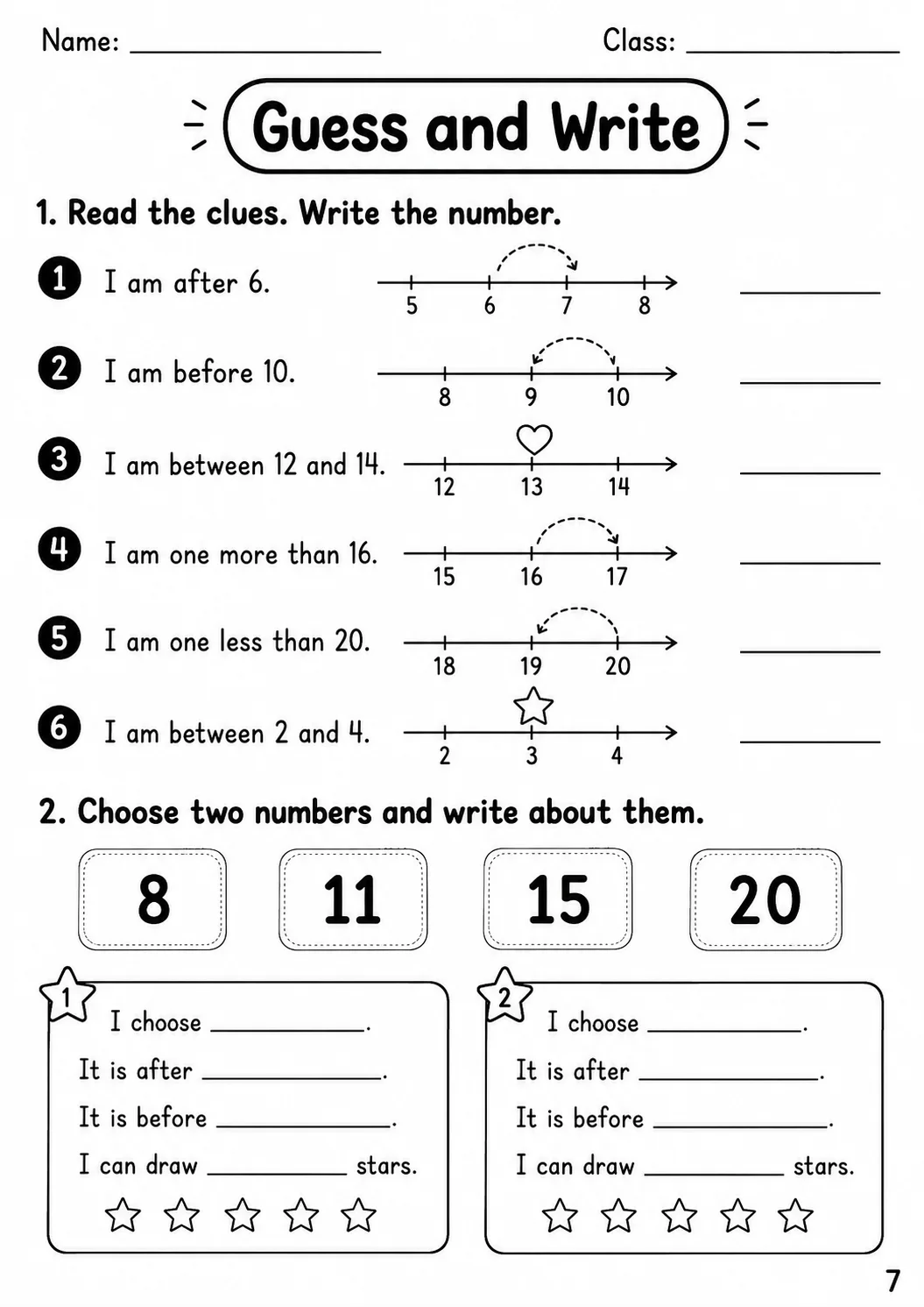 Numbers Starters Vocabulary Worksheet Pack page 9 printable worksheet preview