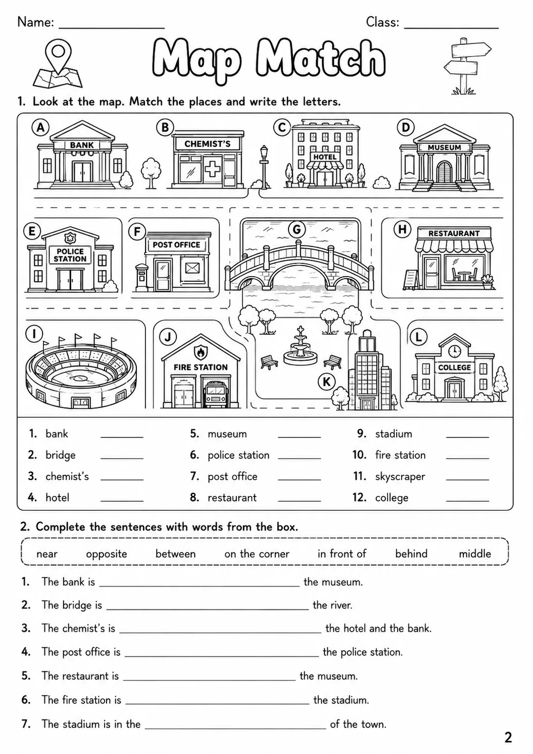Places and Directions Flyers Vocabulary Worksheet Pack page 10 printable worksheet preview