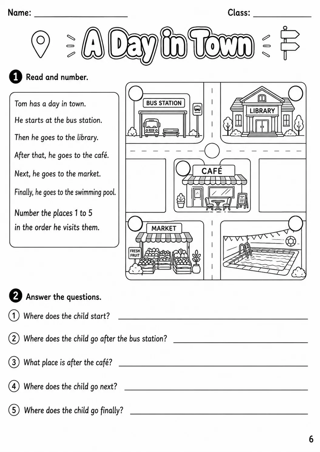 Places and Directions Movers Vocabulary Worksheet Pack page 8 printable worksheet preview