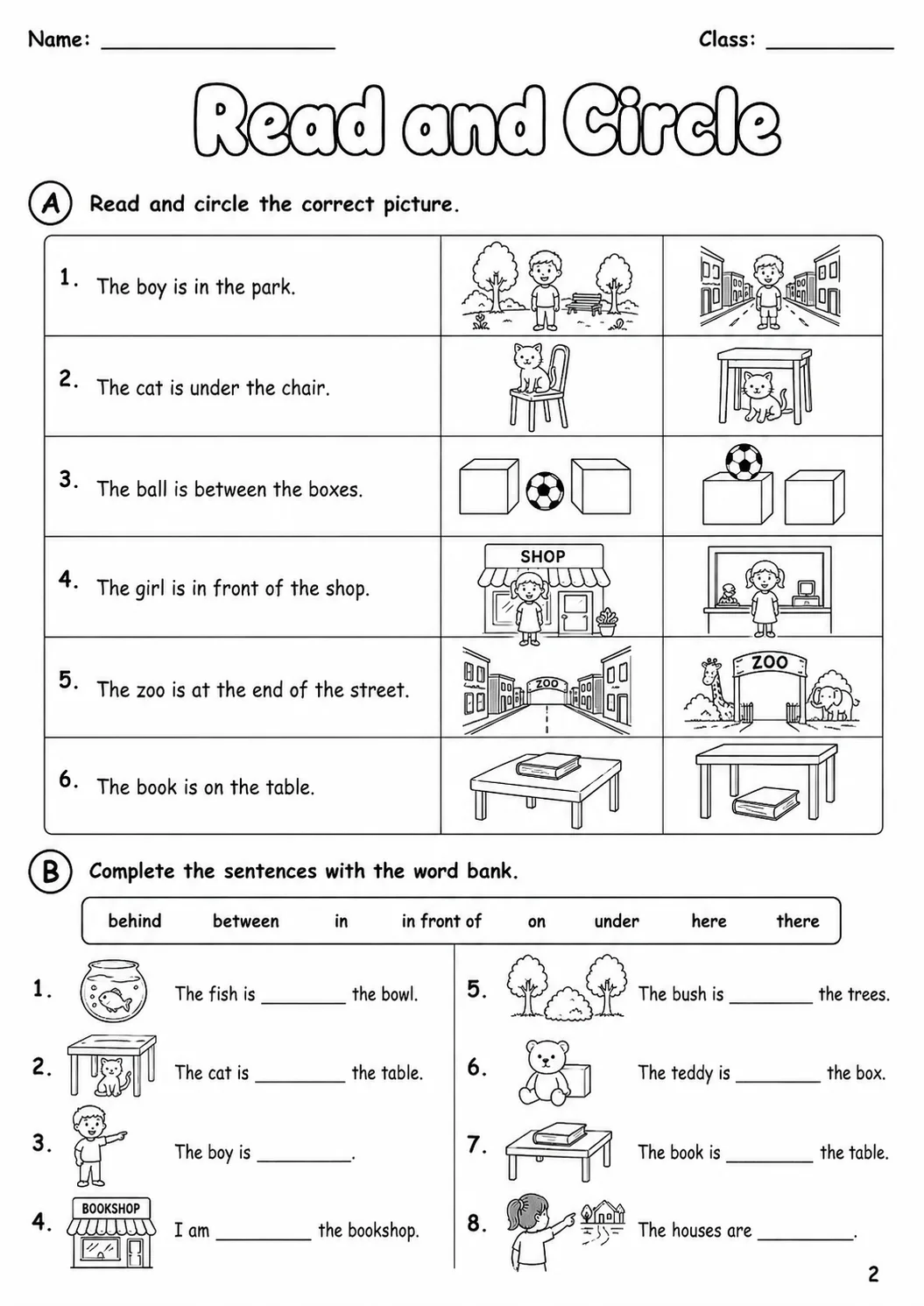 Places and Directions Starters Vocabulary Worksheet Pack page 4 printable worksheet preview