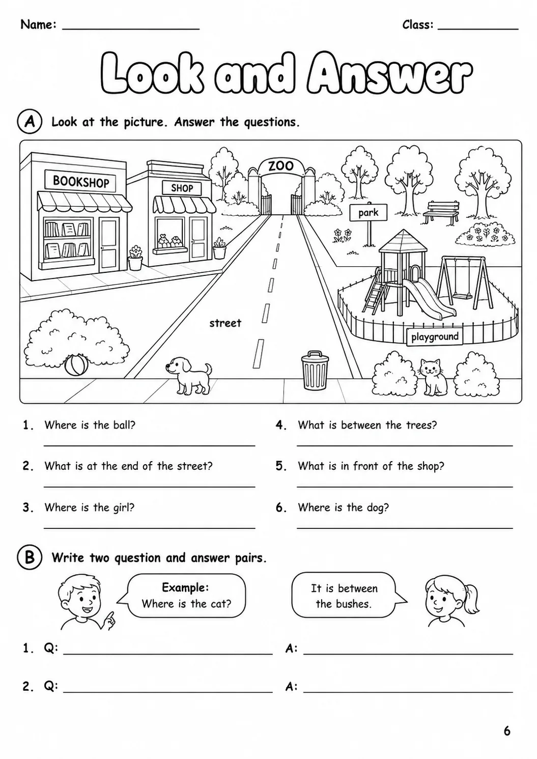 Places and Directions Starters Vocabulary Worksheet Pack page 8 printable worksheet preview