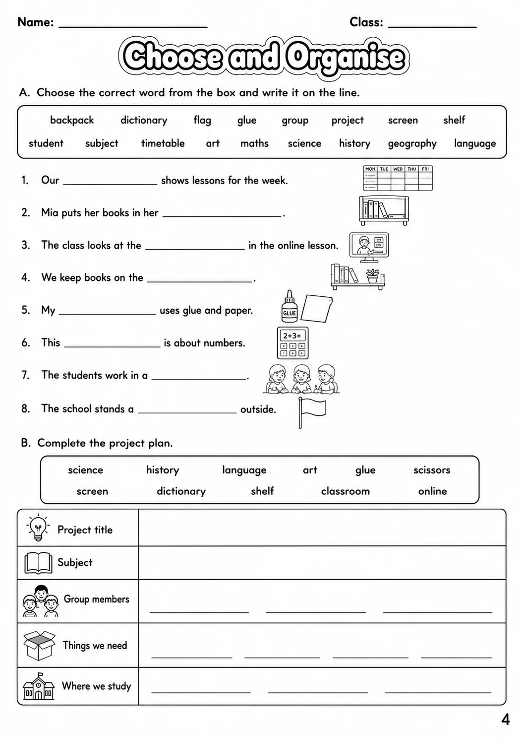 School Flyers Vocabulary Worksheet Pack page 6 printable worksheet preview