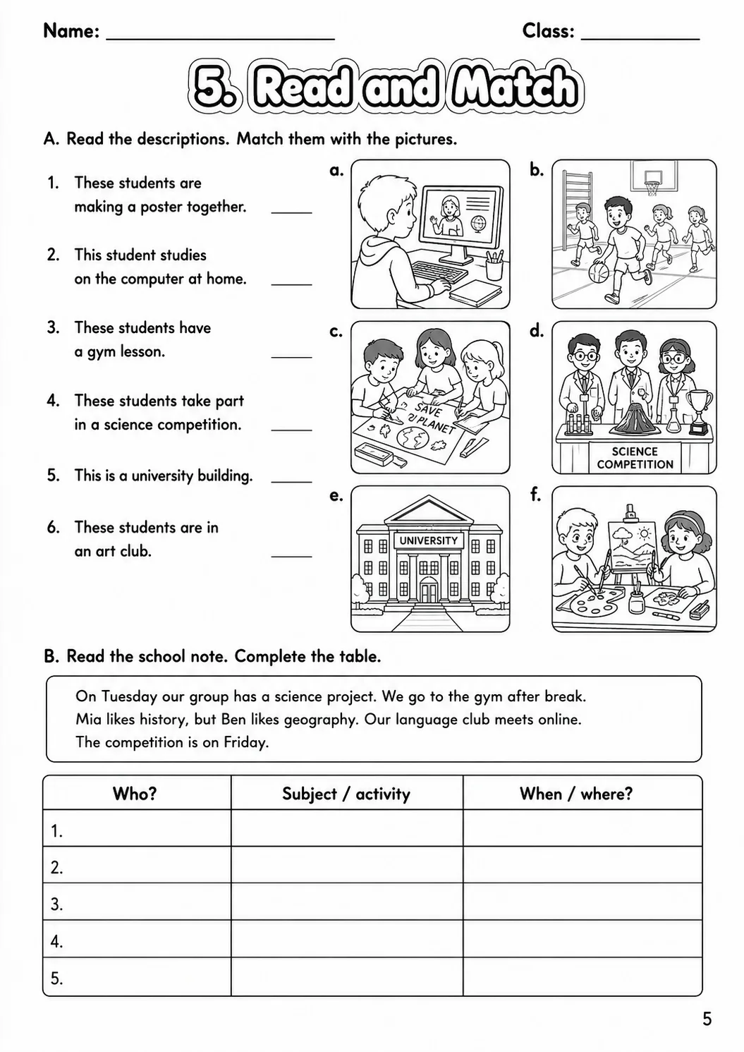 School Flyers Vocabulary Worksheet Pack page 7 printable worksheet preview