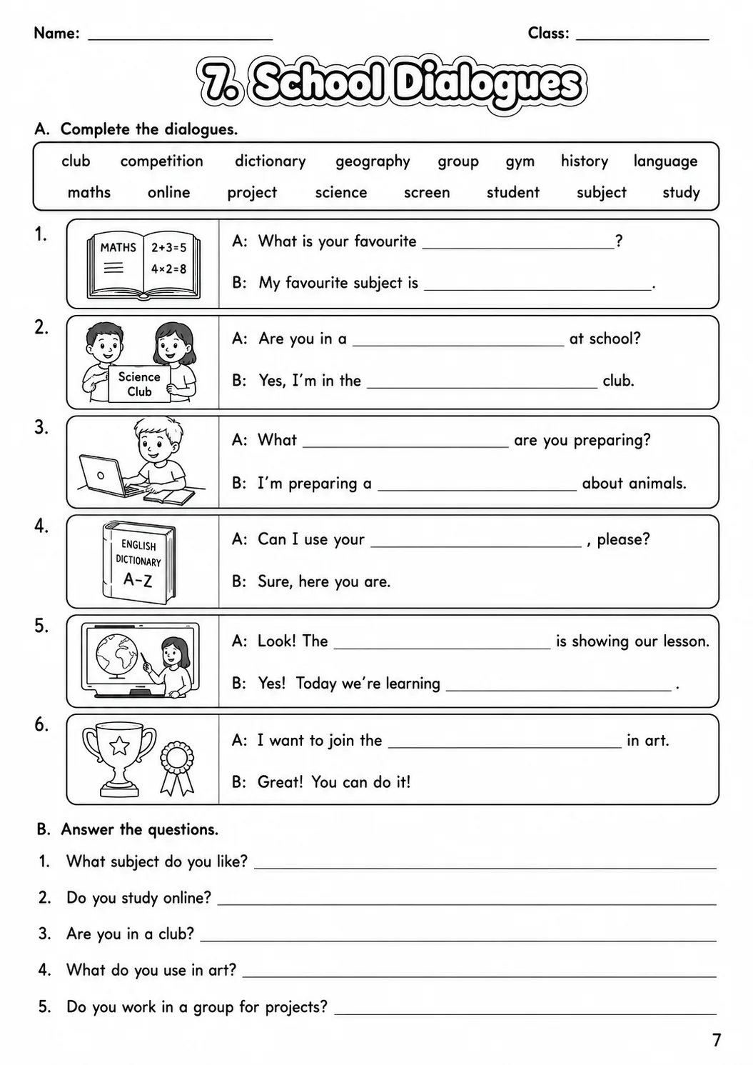 School Flyers Vocabulary Worksheet Pack page 9 printable worksheet preview