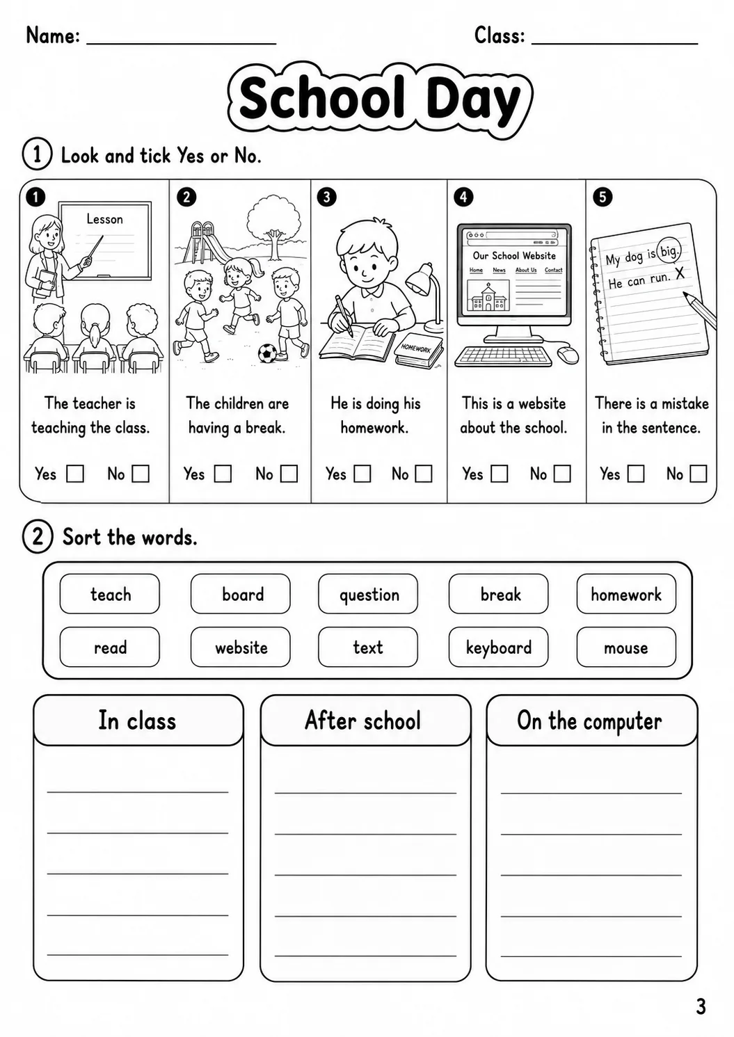 School Movers Vocabulary Worksheet Pack page 5 printable worksheet preview