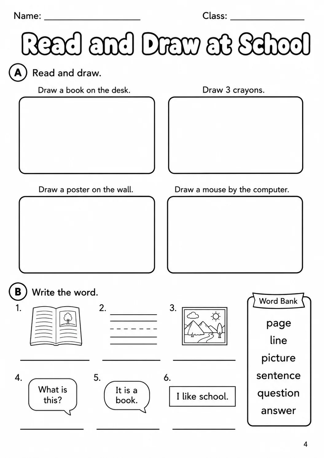 School Starters Vocabulary Worksheet Pack page 9 printable worksheet preview