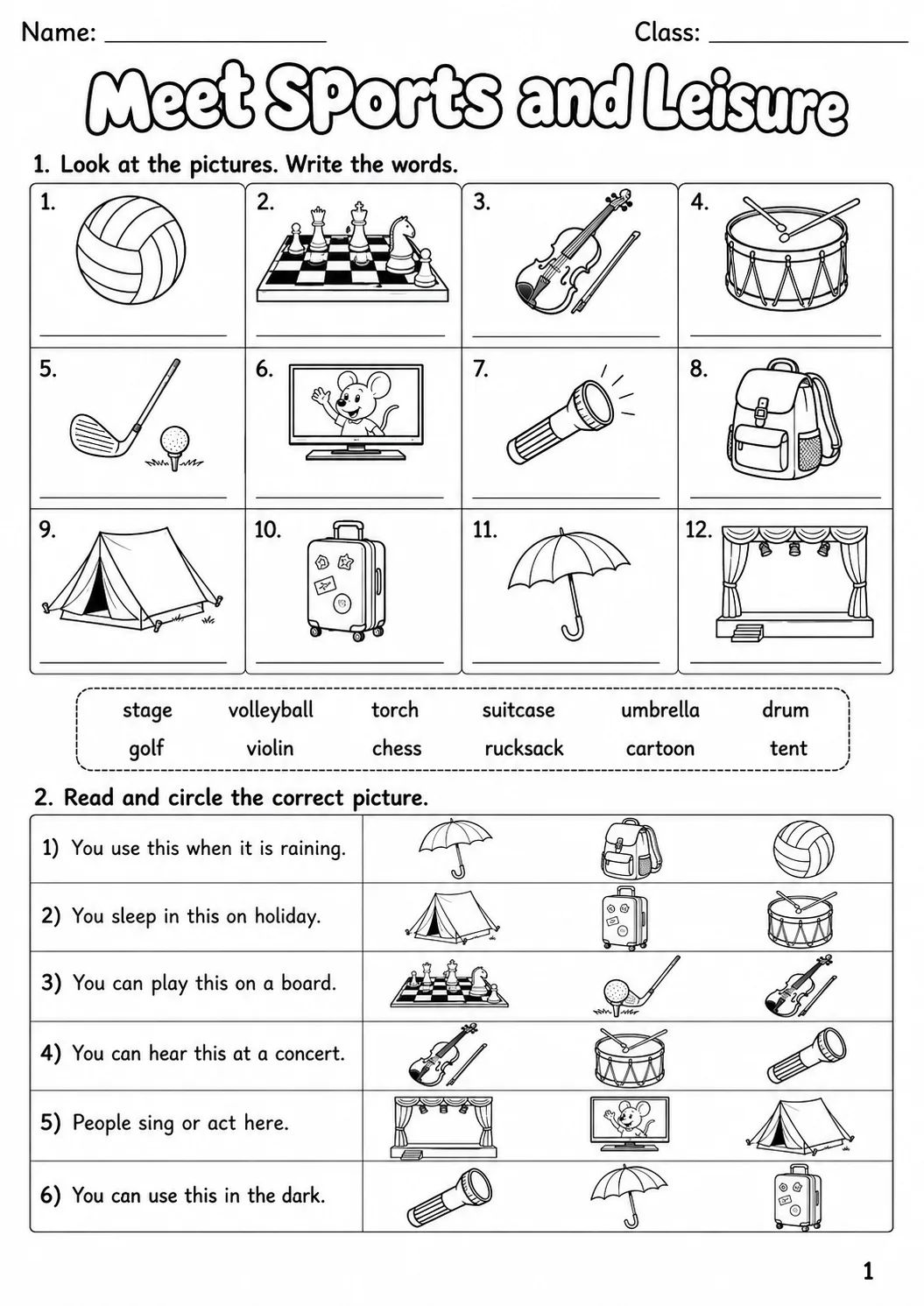 Sports and Leisure Flyers Vocabulary Worksheet Pack page 3 printable worksheet preview