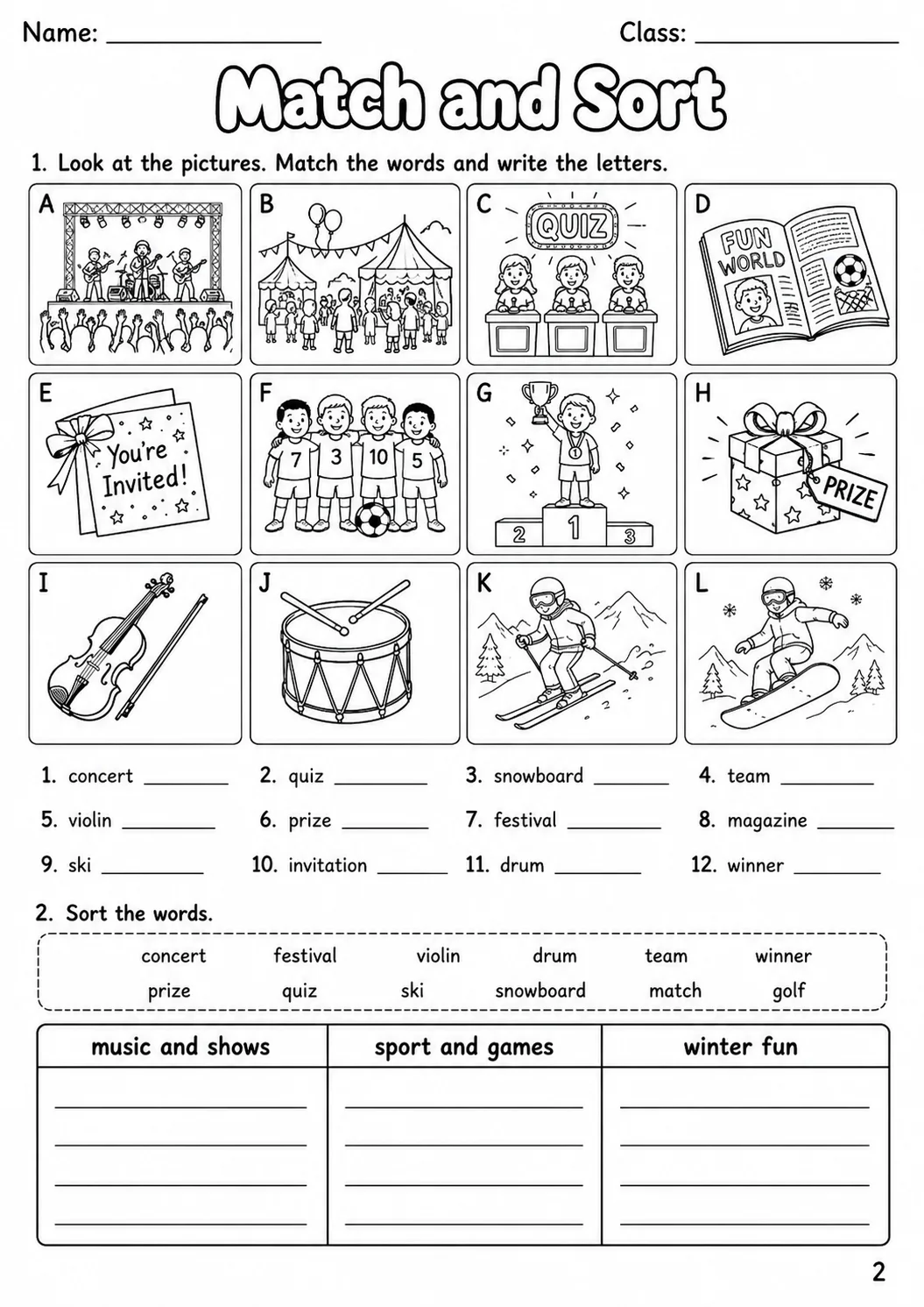 Sports and Leisure Flyers Vocabulary Worksheet Pack page 4 printable worksheet preview