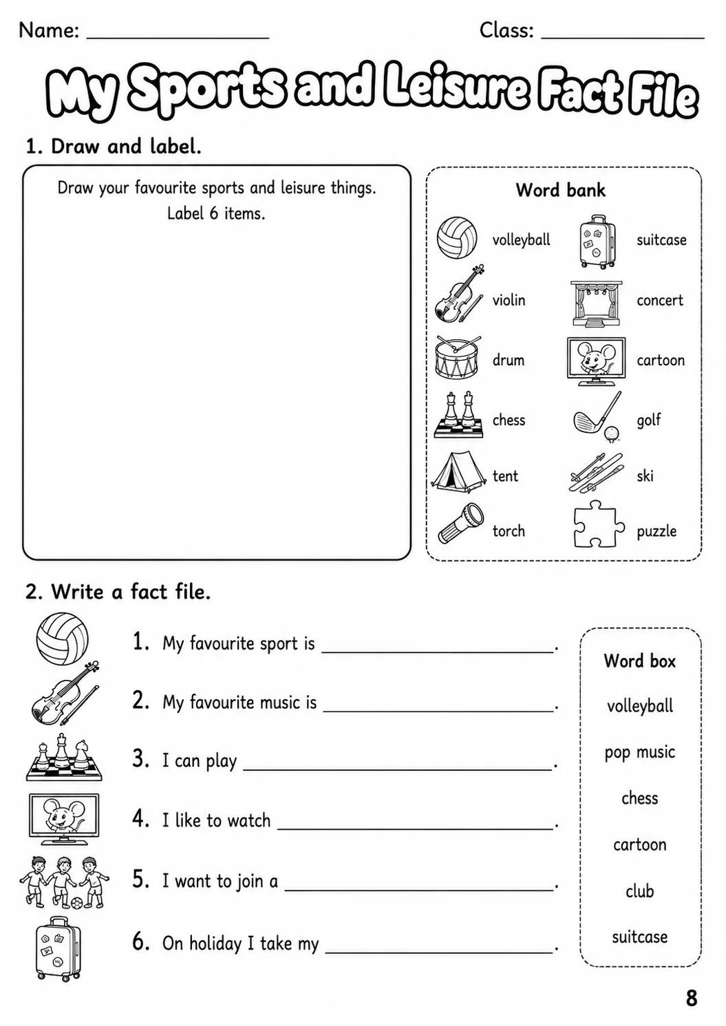 Sports and Leisure Flyers Vocabulary Worksheet Pack page 10 printable worksheet preview