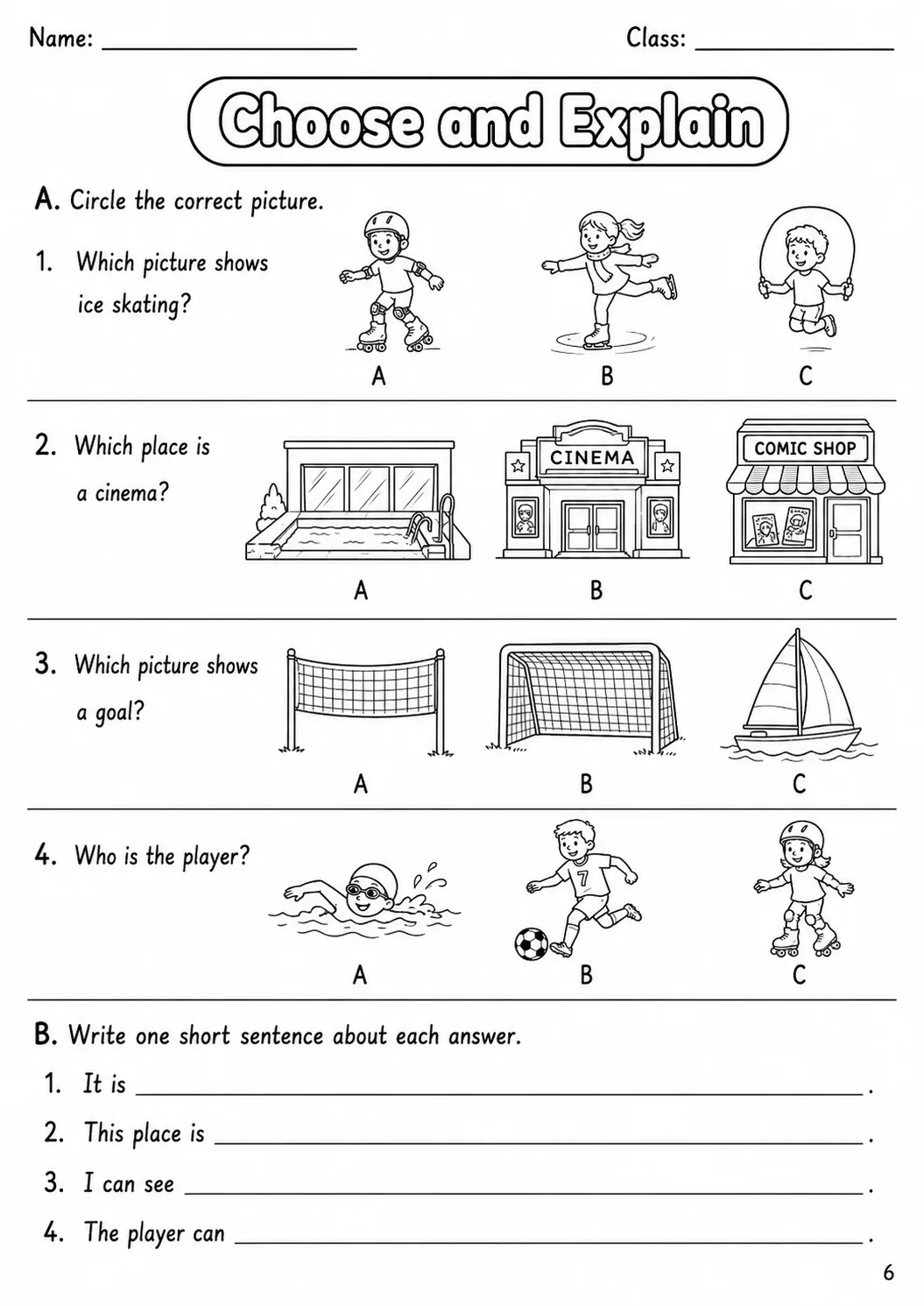 Sports and Leisure Movers Vocabulary Worksheet Pack page 8 printable worksheet preview