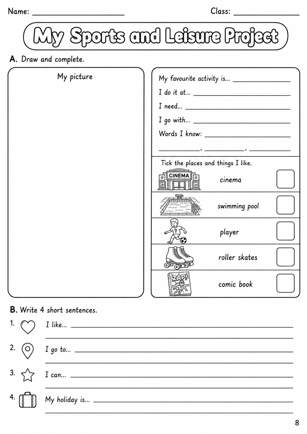 Sports and Leisure Movers Vocabulary Worksheet Pack page 10 printable worksheet preview