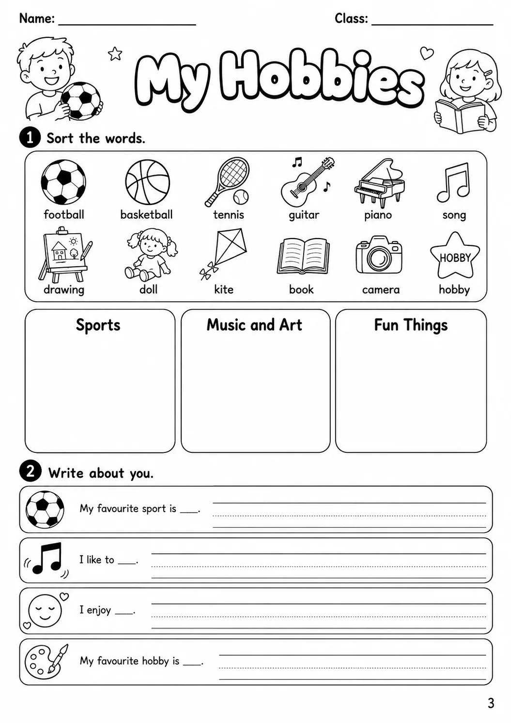 Sports and Leisure Starters Vocabulary Worksheet Pack page 5 printable worksheet preview