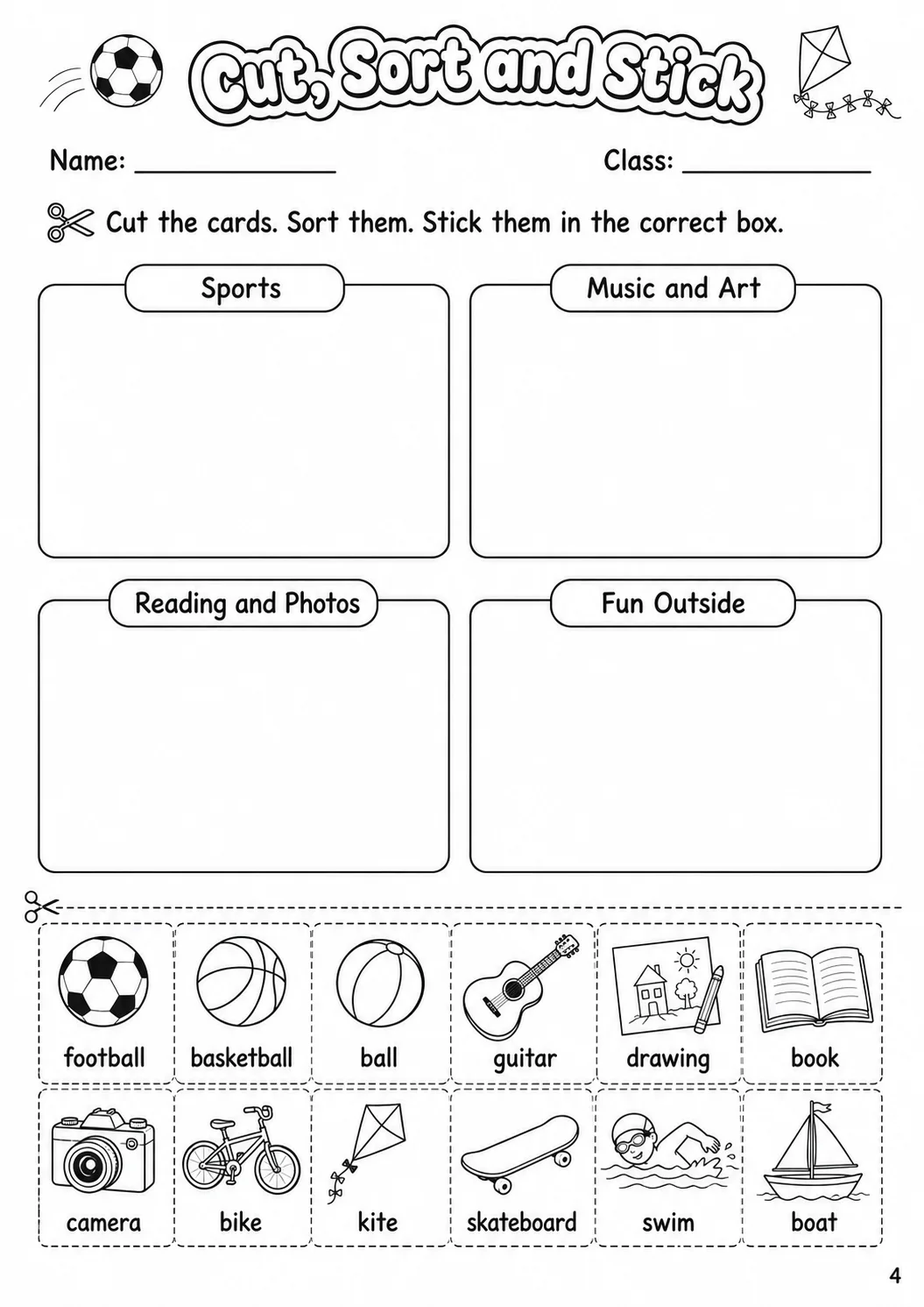 Sports and Leisure Starters Vocabulary Worksheet Pack page 6 printable worksheet preview