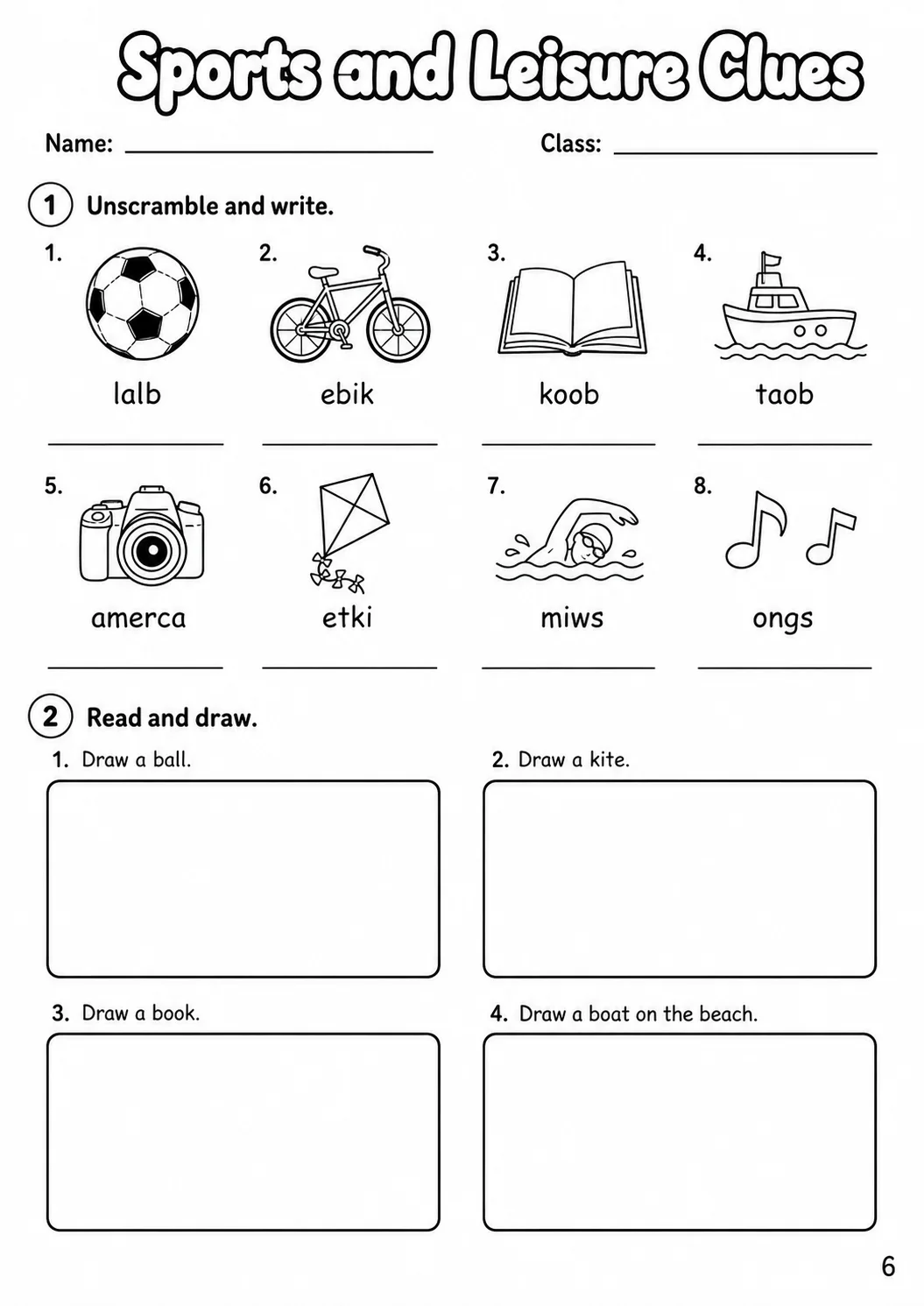 Sports and Leisure Starters Vocabulary Worksheet Pack page 8 printable worksheet preview