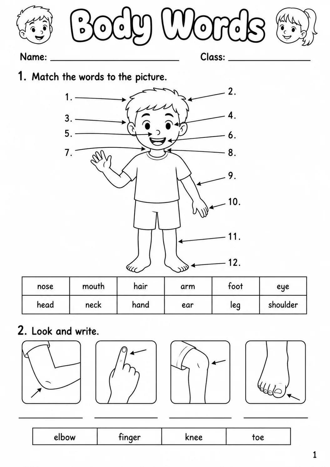 The Body and the Face Flyers Vocabulary Worksheet Pack page 3 printable worksheet preview