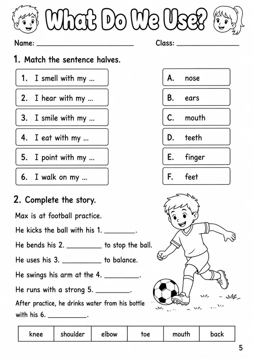 The Body and the Face Flyers Vocabulary Worksheet Pack page 7 printable worksheet preview