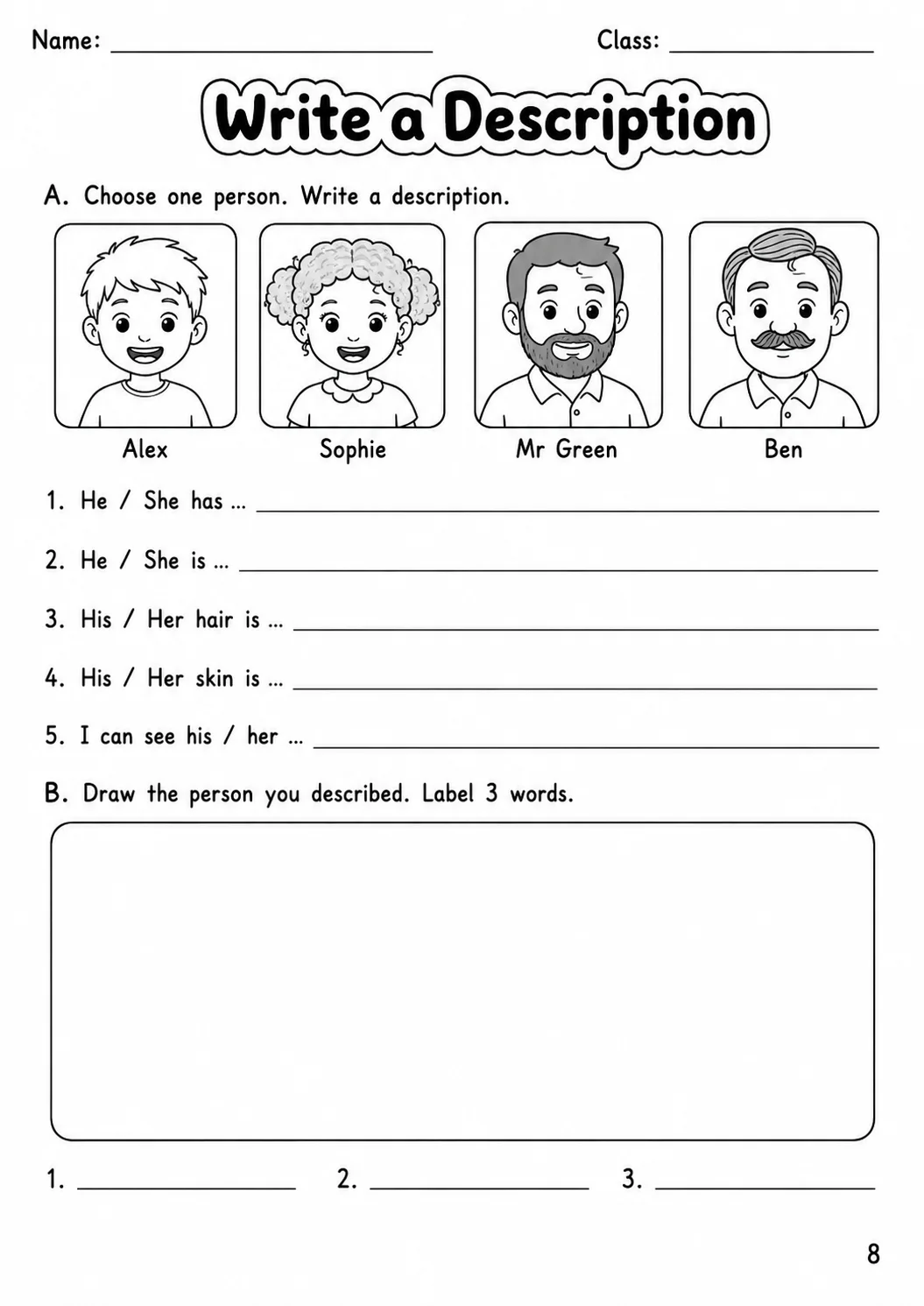 The Body and the Face Movers Vocabulary Worksheet Pack page 10 printable worksheet preview