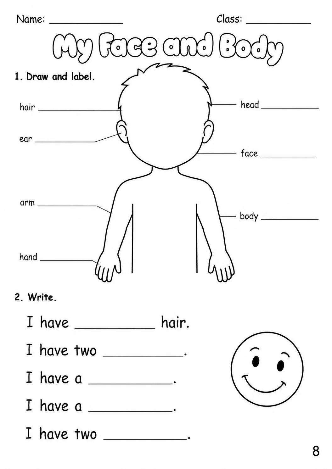 The Body and the Face Starters Vocabulary Worksheet Pack printable Starters English worksheet pack preview from KiwiBee