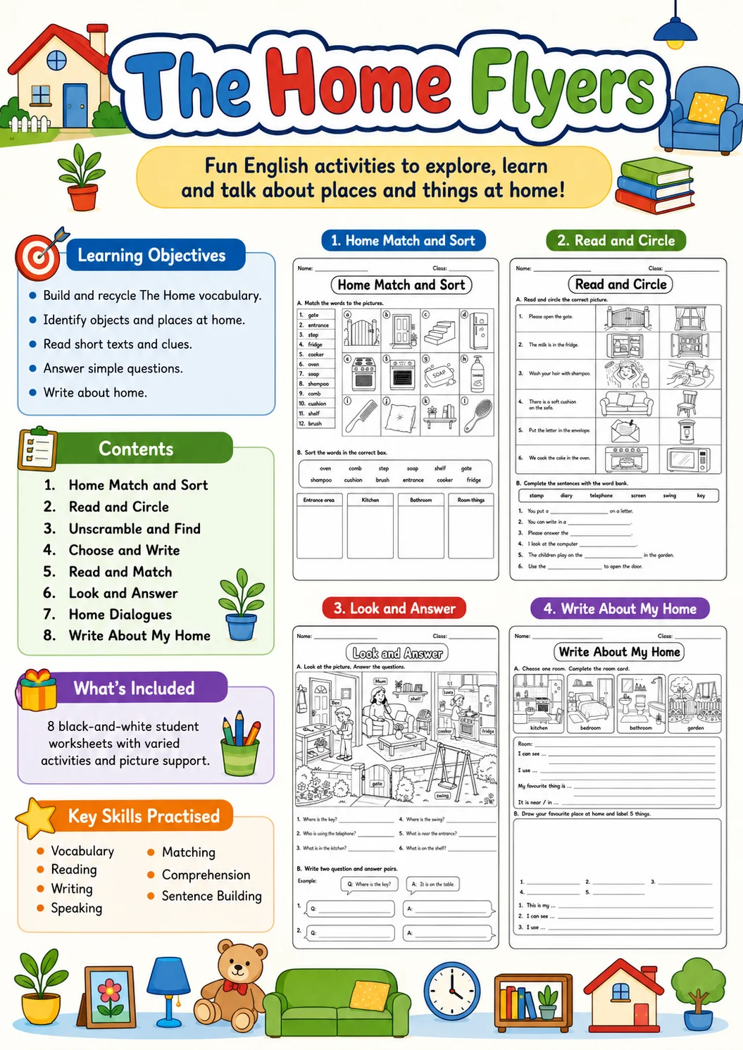 The Home Flyers Vocabulary Worksheet Pack page 2 printable worksheet preview