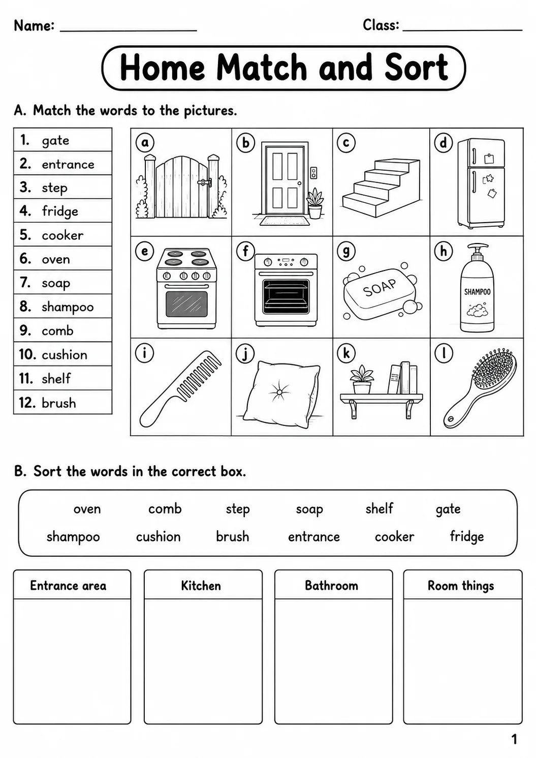 The Home Flyers Vocabulary Worksheet Pack page 3 printable worksheet preview
