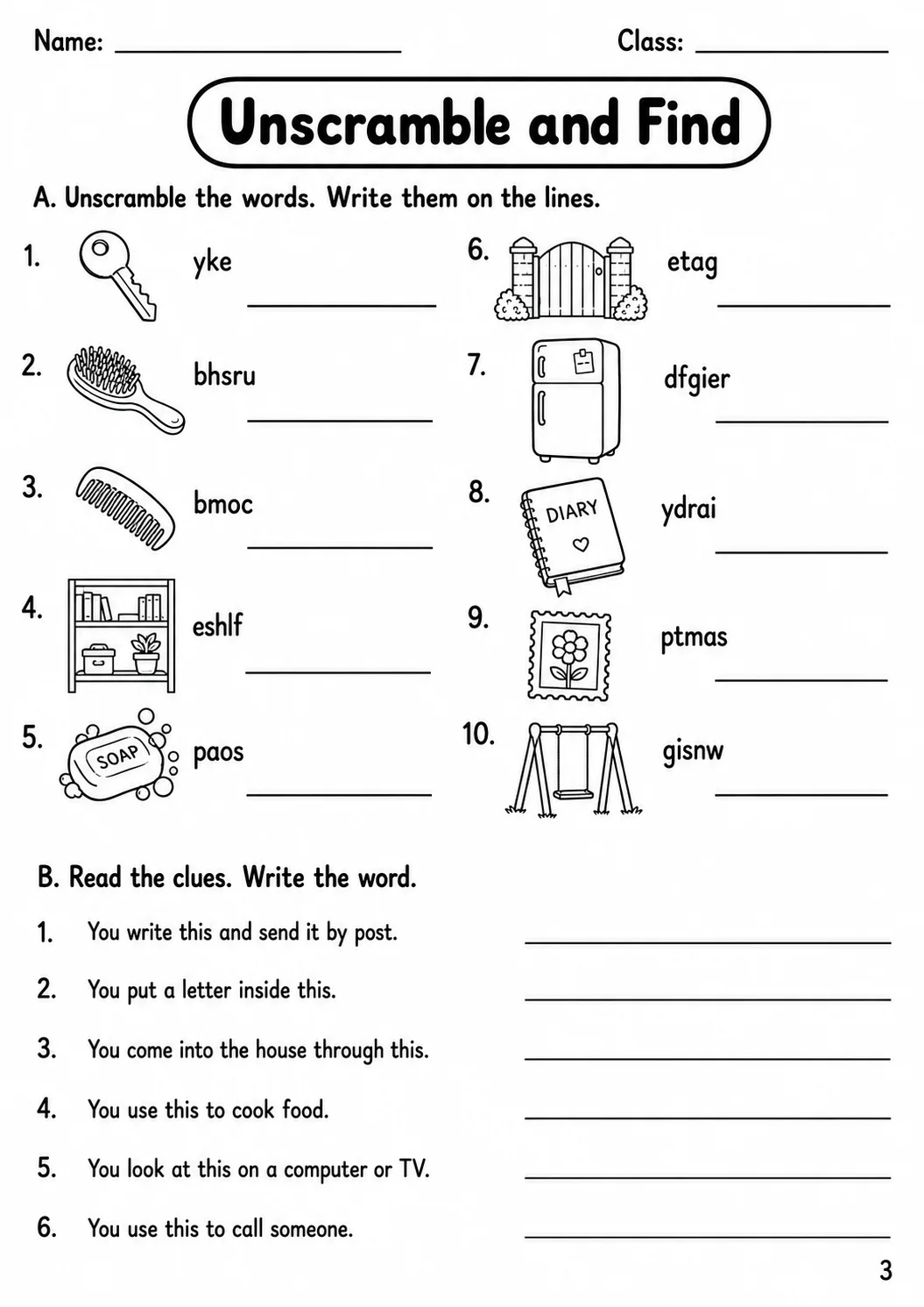 The Home Flyers Vocabulary Worksheet Pack page 5 printable worksheet preview