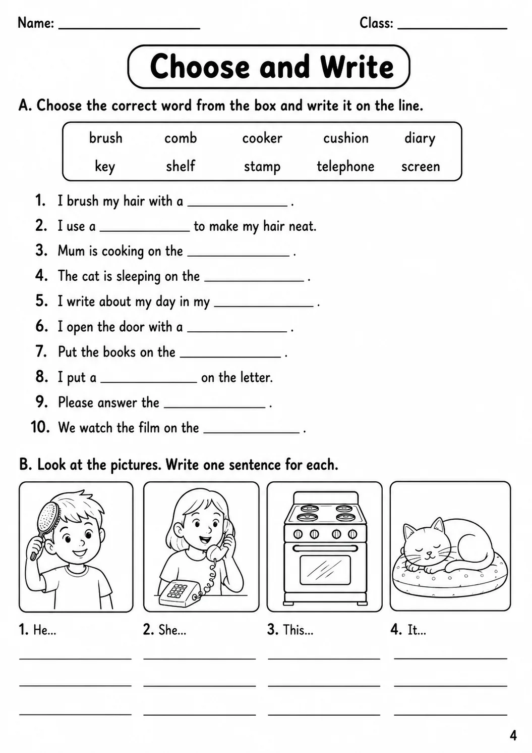 The Home Flyers Vocabulary Worksheet Pack page 6 printable worksheet preview