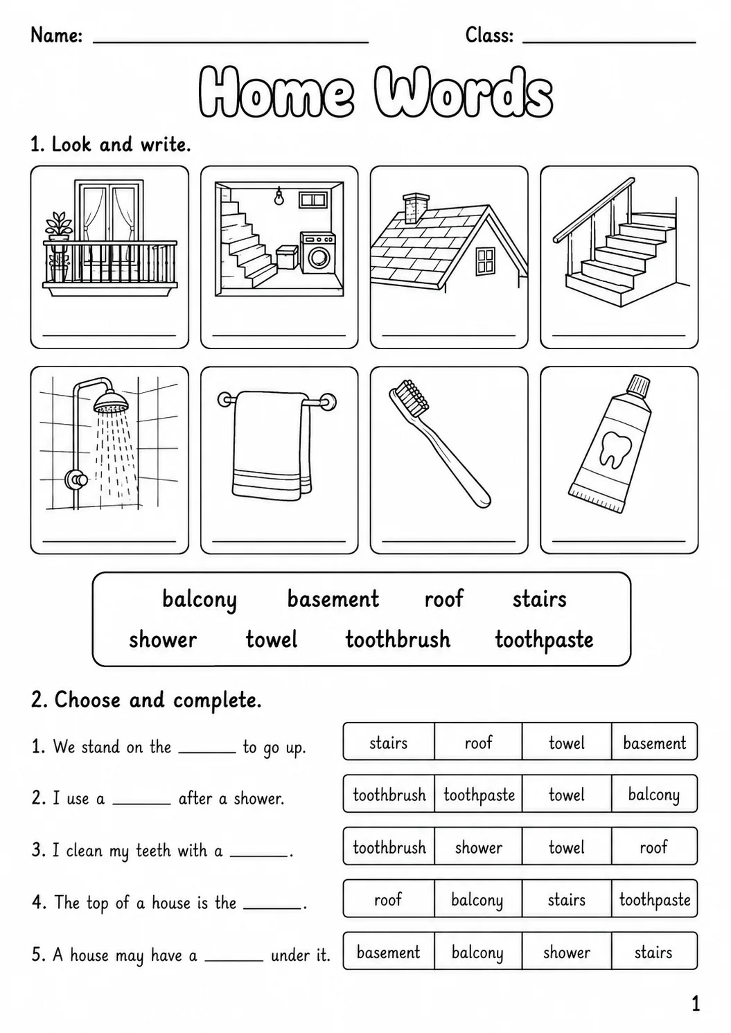 The Home Movers Vocabulary Worksheet Pack page 3 printable worksheet preview