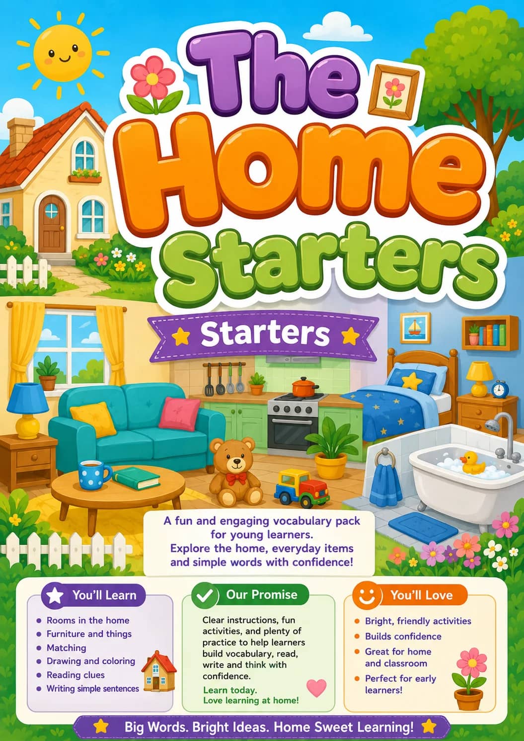 The Home Starters Vocabulary Worksheet Pack printable Starters English worksheet pack preview from KiwiBee