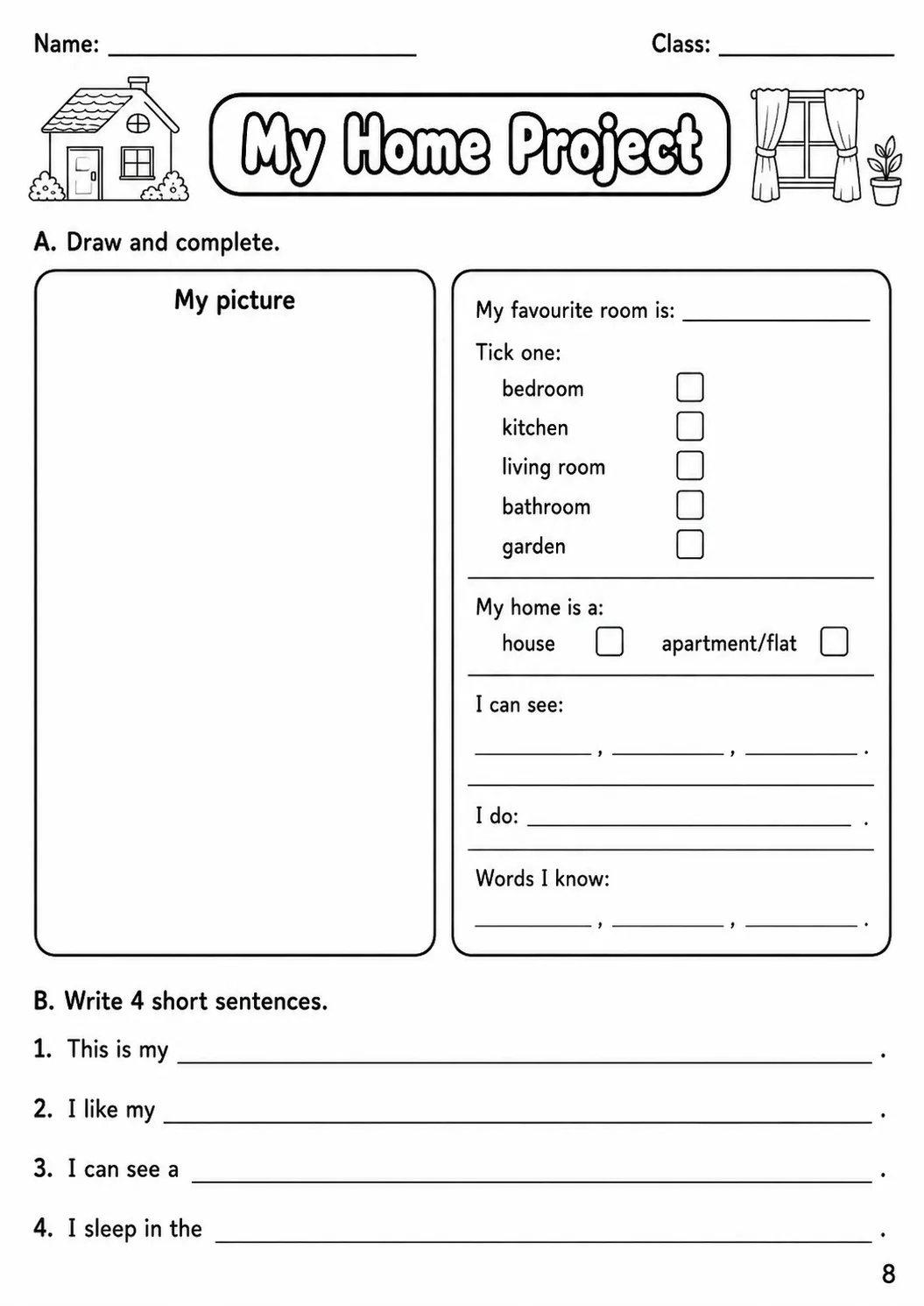 The Home Starters Vocabulary Worksheet Pack page 6 printable worksheet preview