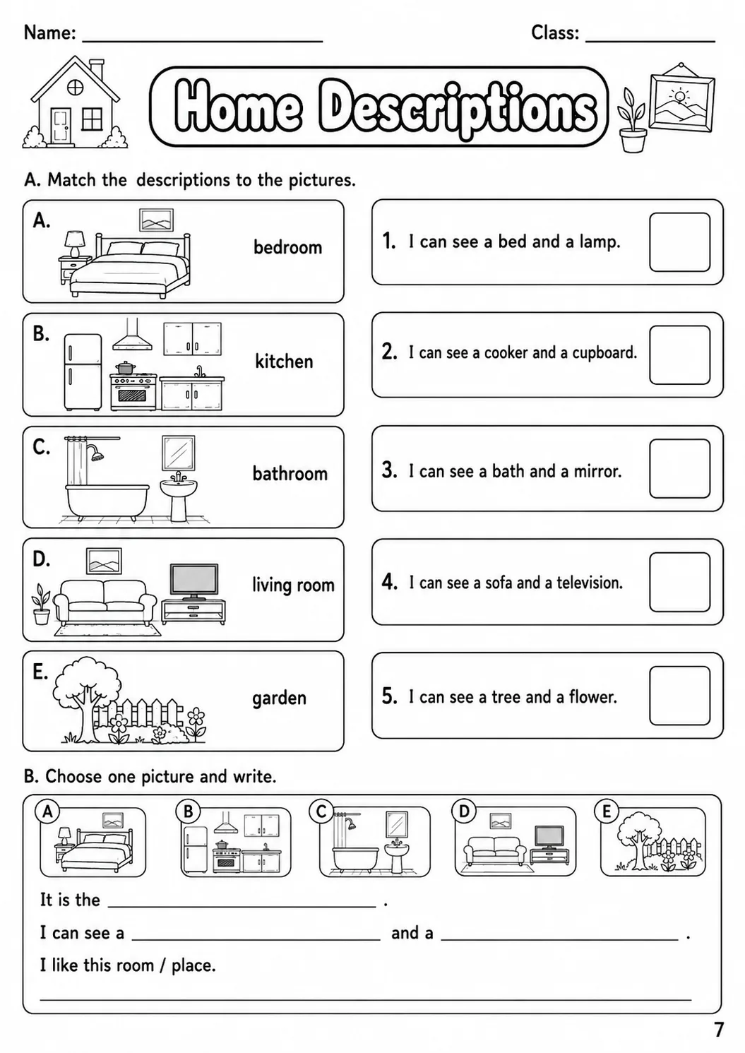 The Home Starters Vocabulary Worksheet Pack page 7 printable worksheet preview