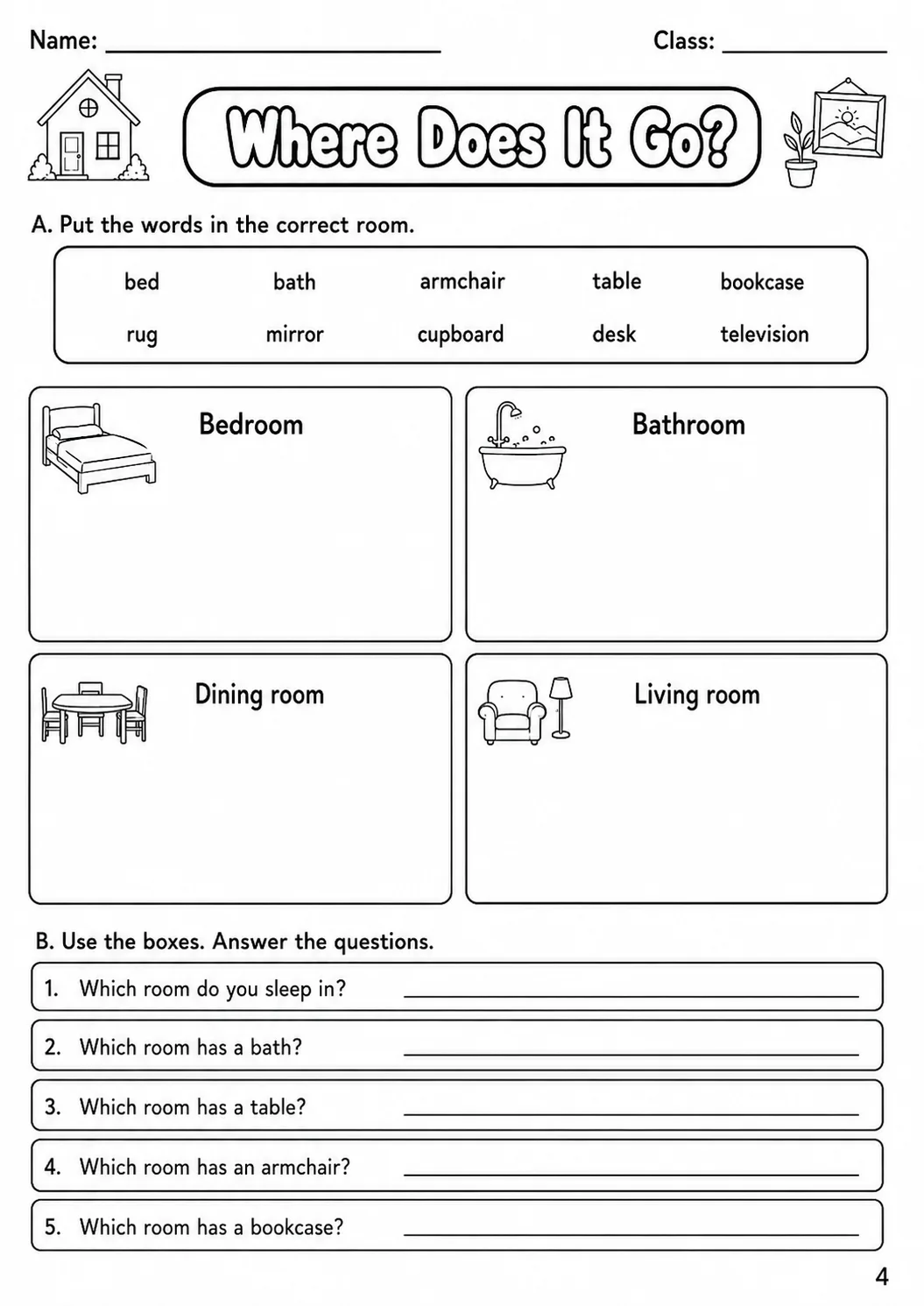 The Home Starters Vocabulary Worksheet Pack page 8 printable worksheet preview